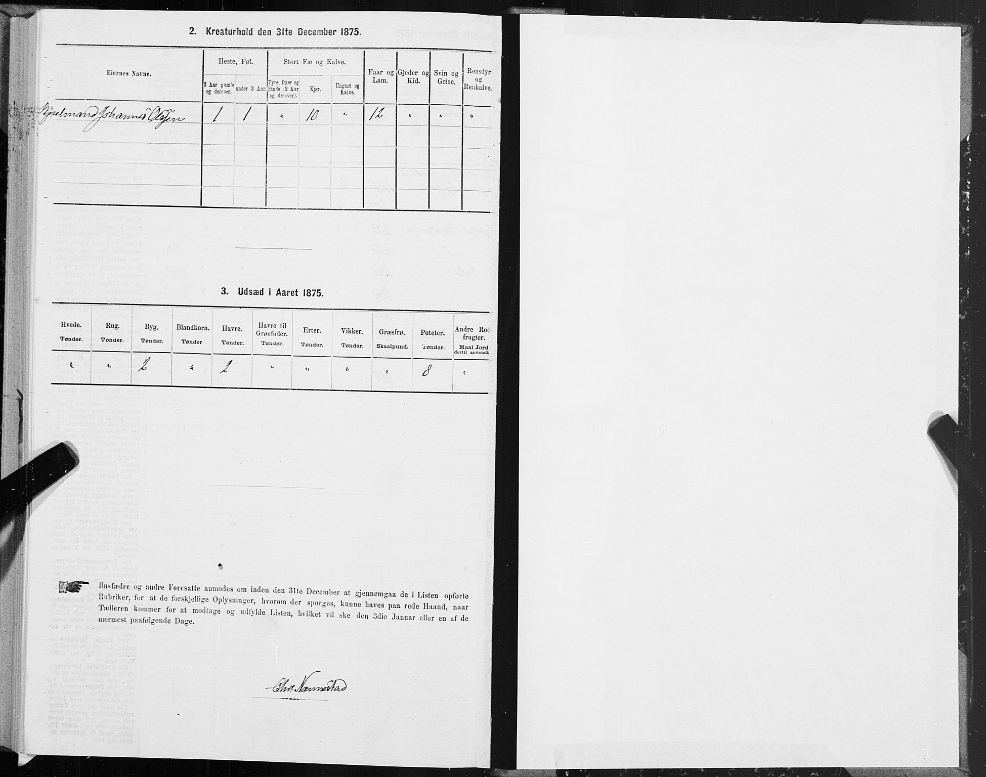 SAT, 1875 census for 1833P Mo, 1875