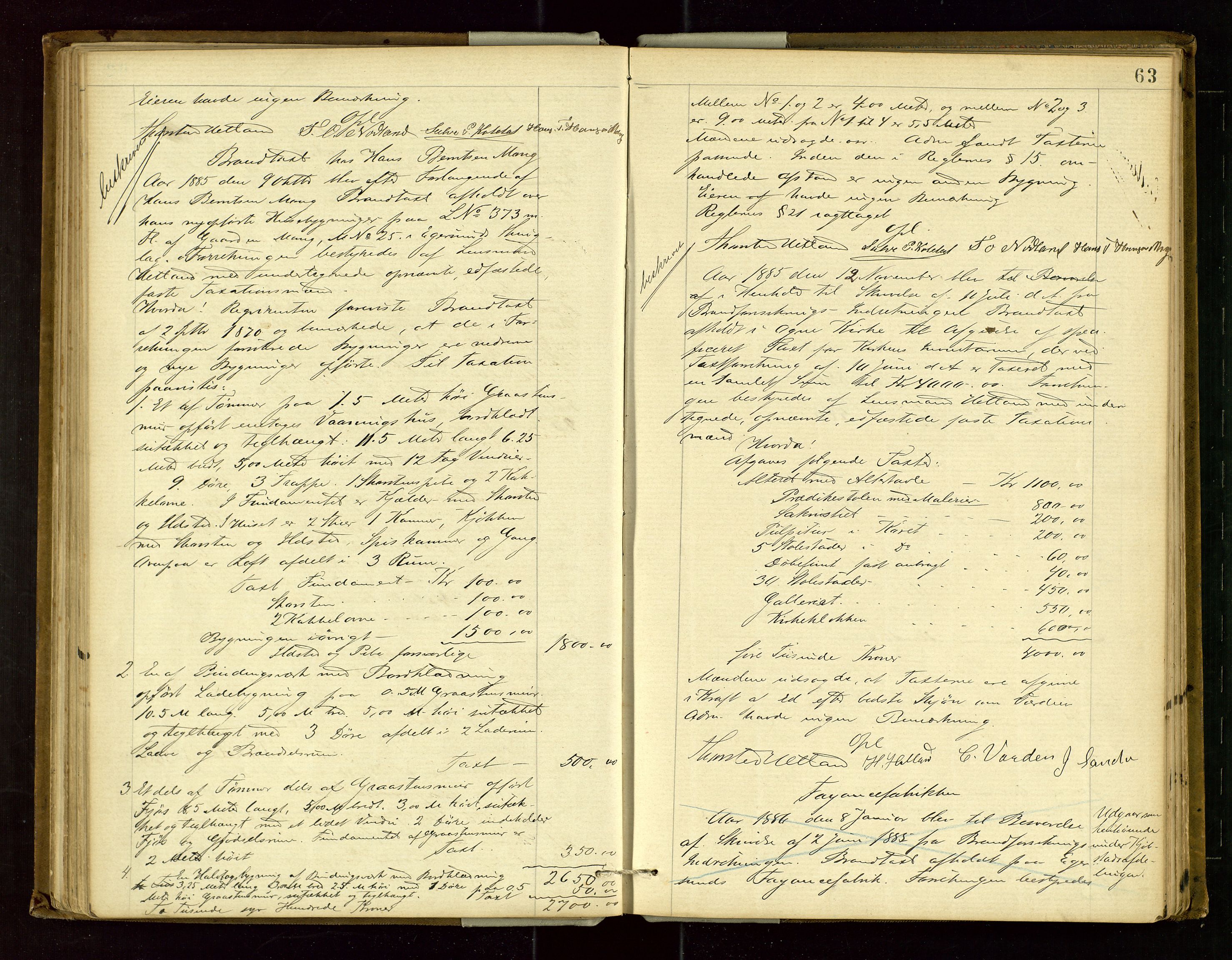 Eigersund lensmannskontor, SAST/A-100171/Goa/L0003: "Brandtaxations-protokol", 1876-1893, p. 62b-63a
