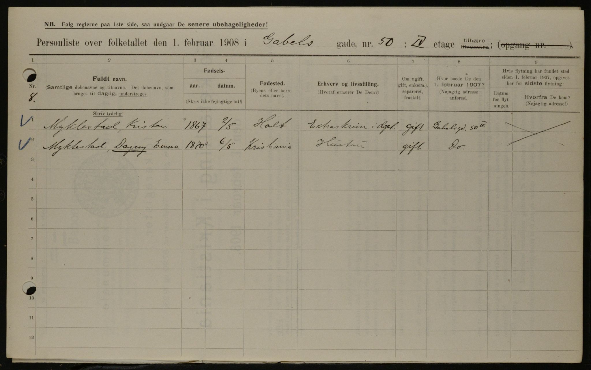 OBA, Municipal Census 1908 for Kristiania, 1908, p. 25922