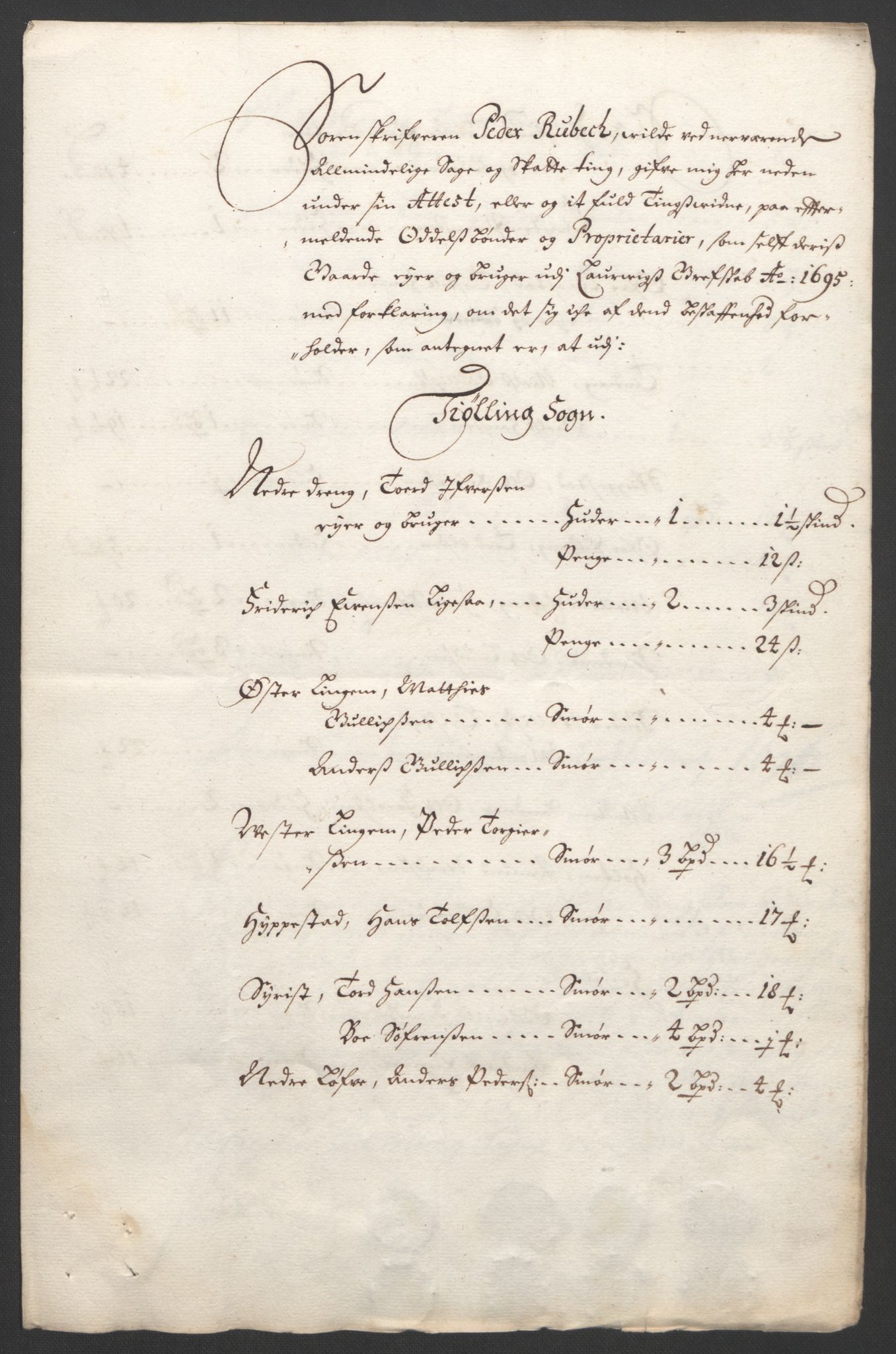 Rentekammeret inntil 1814, Reviderte regnskaper, Fogderegnskap, AV/RA-EA-4092/R33/L1974: Fogderegnskap Larvik grevskap, 1693-1695, p. 248