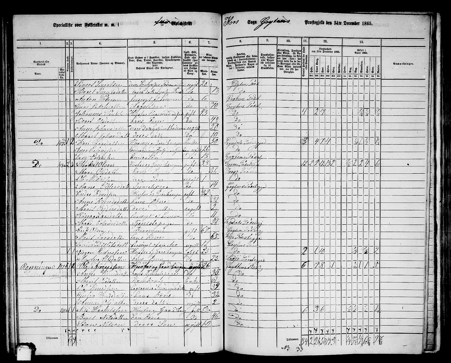 RA, 1865 census for Grytten, 1865, p. 110