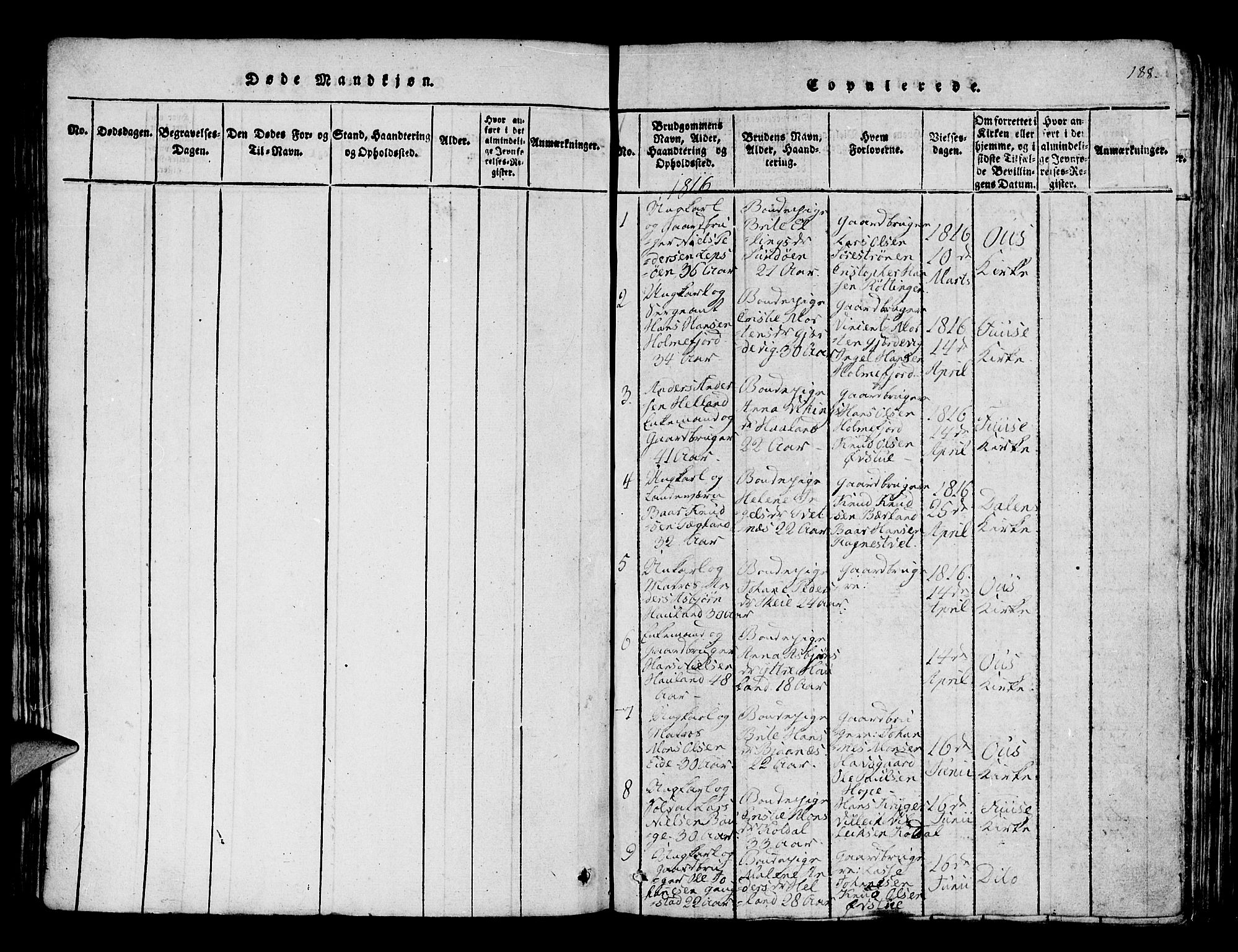 Os sokneprestembete, SAB/A-99929: Parish register (official) no. A 12, 1816-1825, p. 188
