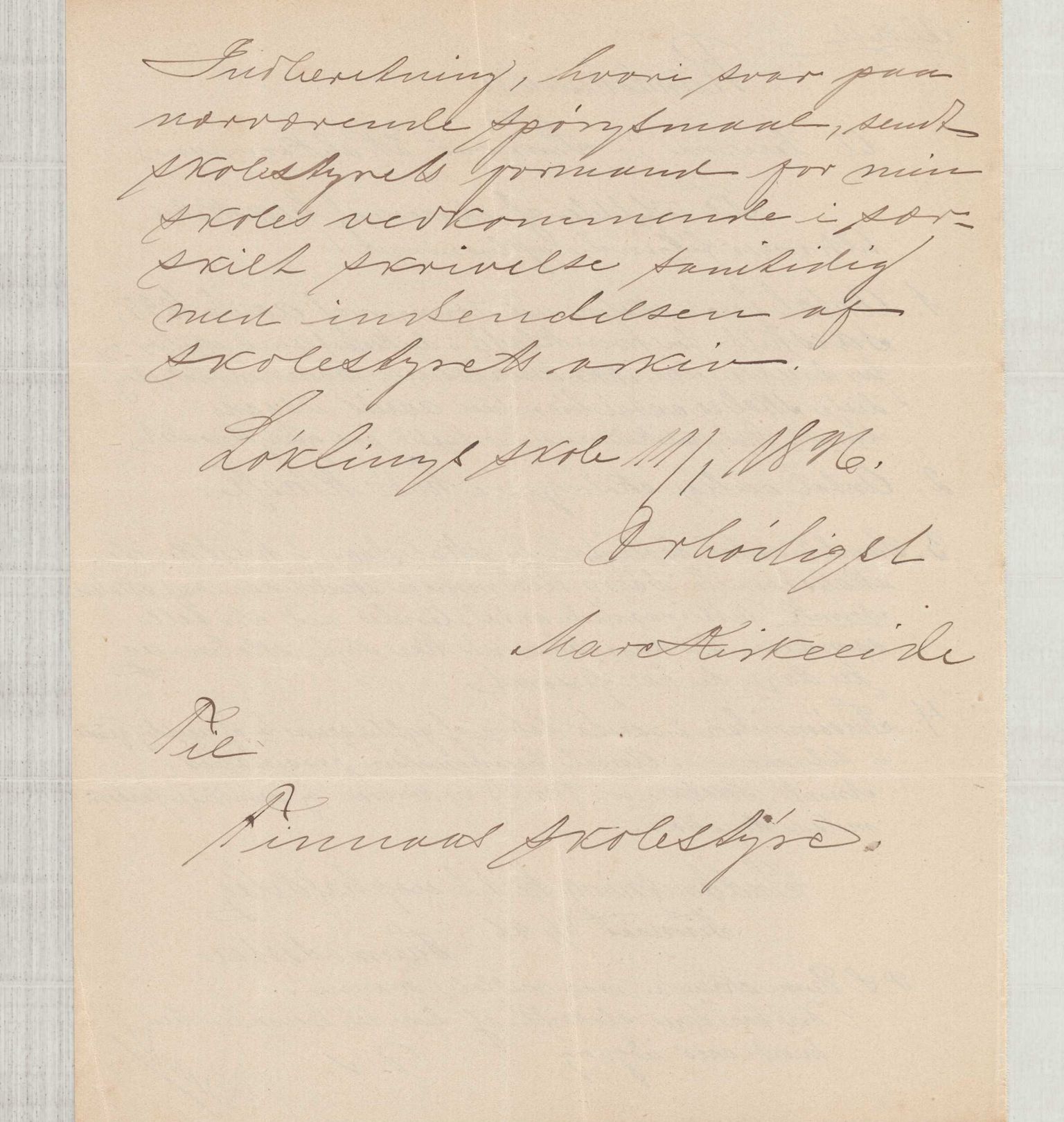 Finnaas kommune. Skulestyret, IKAH/1218a-211/D/Da/L0001/0004: Kronologisk ordna korrespondanse / Kronologisk ordna korrespondanse , 1894-1896, p. 143