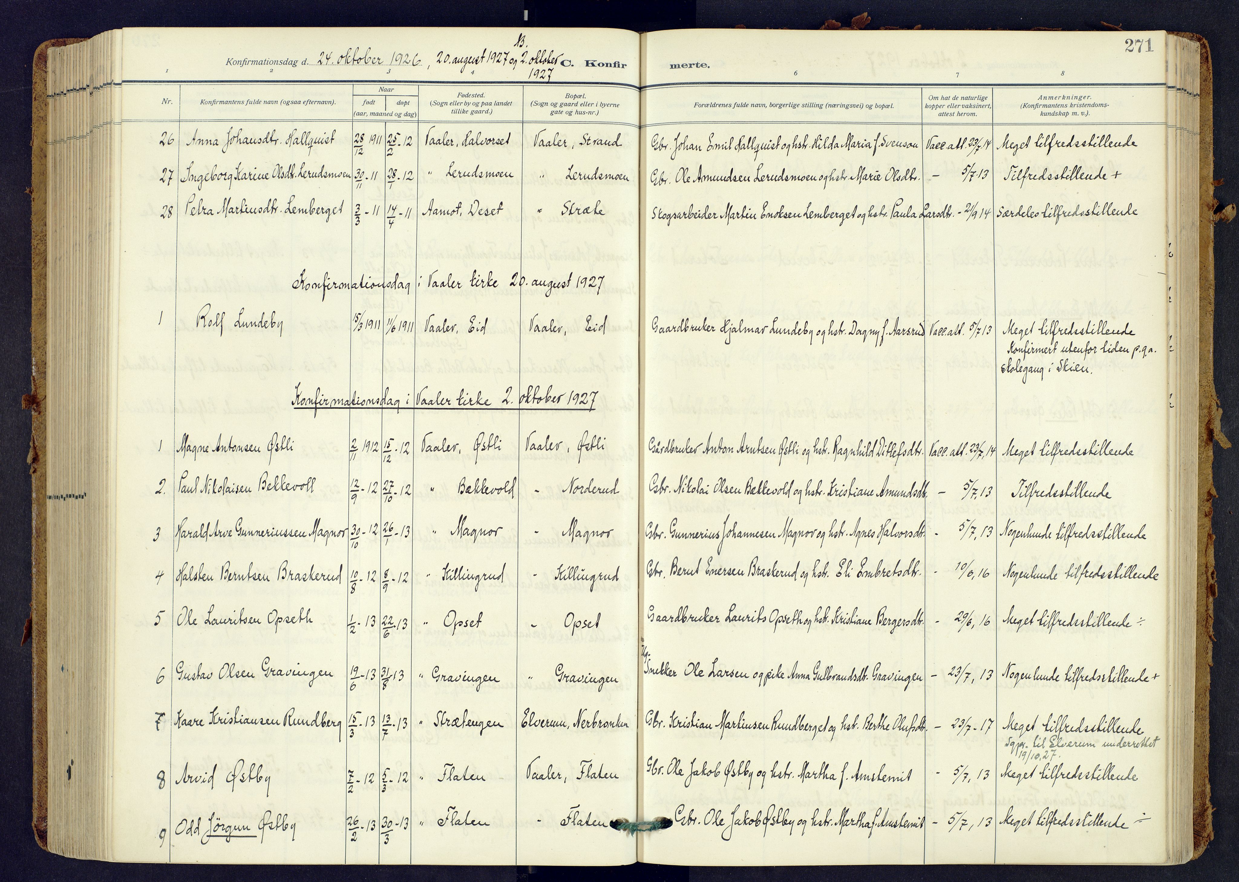 Våler prestekontor, Hedmark, SAH/PREST-040/H/Ha/Haa/L0009: Parish register (official) no. 9, 1912-1940, p. 271