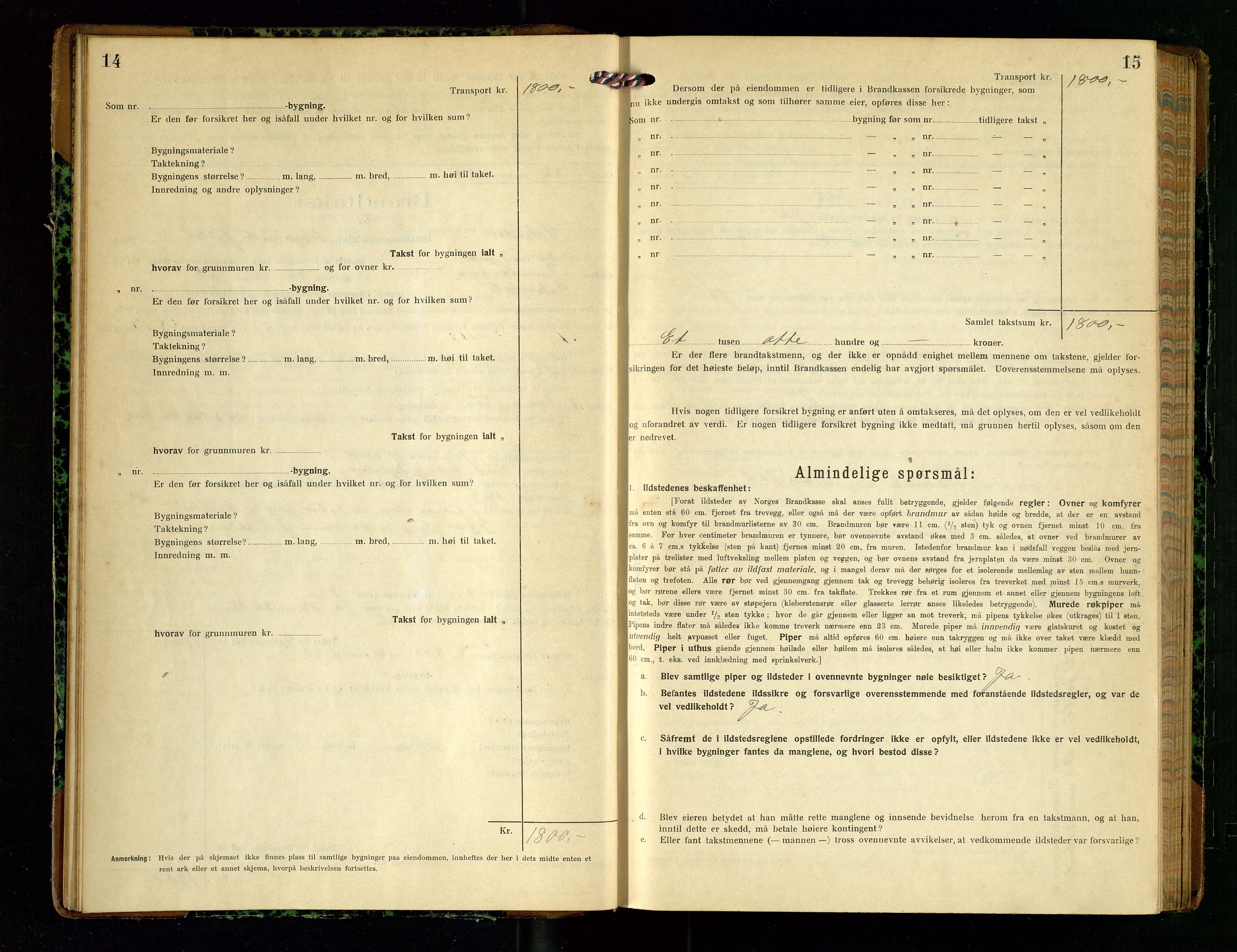 Sokndal lensmannskontor, AV/SAST-A-100417/Gob/L0005: "Brandtakst-Protokol", 1920-1924, p. 14-15