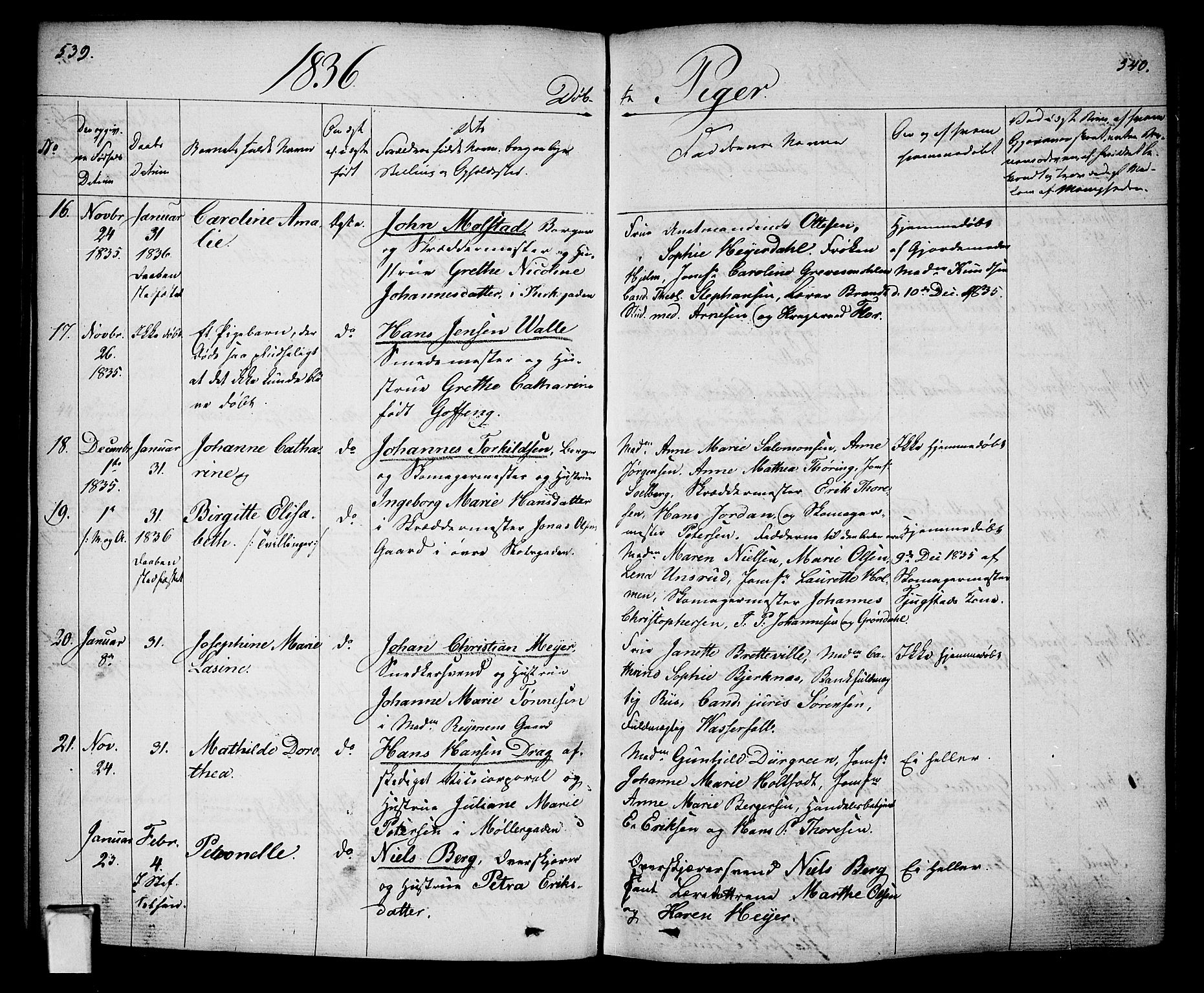 Oslo domkirke Kirkebøker, AV/SAO-A-10752/F/Fa/L0011: Parish register (official) no. 11, 1830-1836, p. 539-540