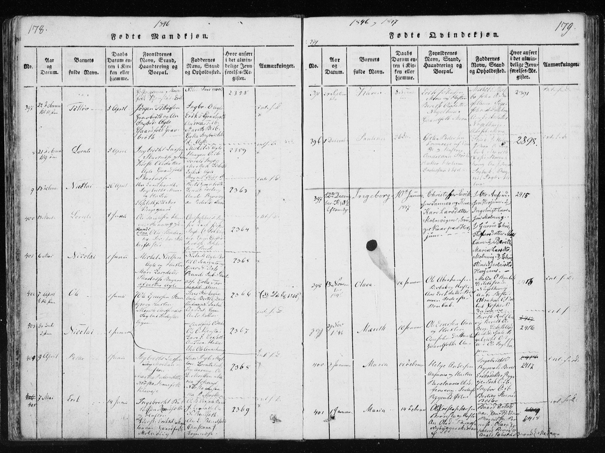 Ministerialprotokoller, klokkerbøker og fødselsregistre - Nord-Trøndelag, SAT/A-1458/749/L0469: Parish register (official) no. 749A03, 1817-1857, p. 178-179