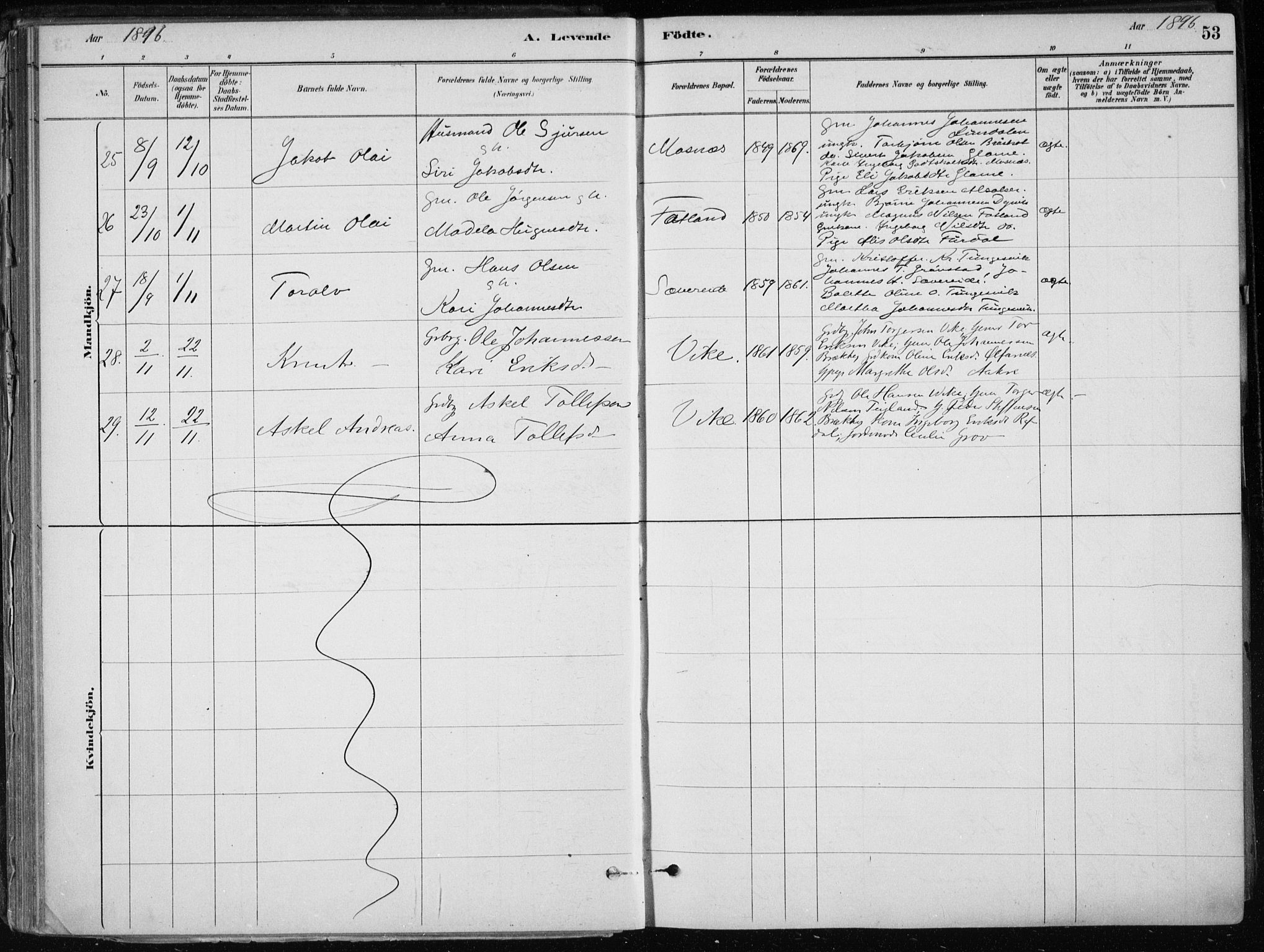 Skånevik sokneprestembete, AV/SAB-A-77801/H/Haa: Parish register (official) no. E  1, 1879-1901, p. 53