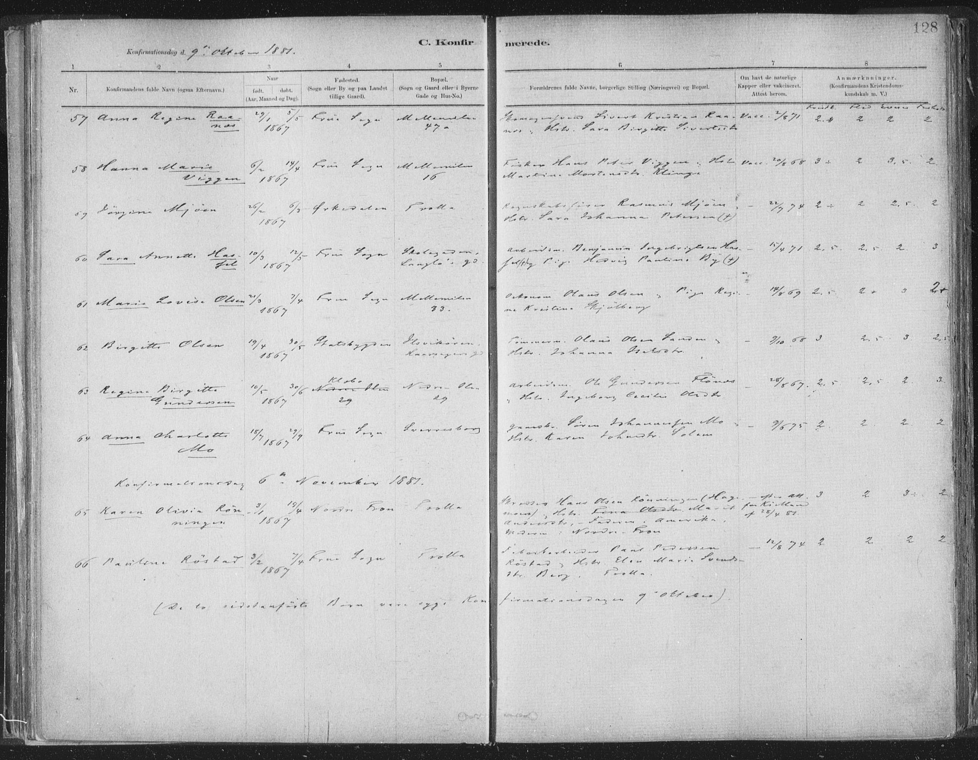 Ministerialprotokoller, klokkerbøker og fødselsregistre - Sør-Trøndelag, SAT/A-1456/603/L0162: Parish register (official) no. 603A01, 1879-1895, p. 128