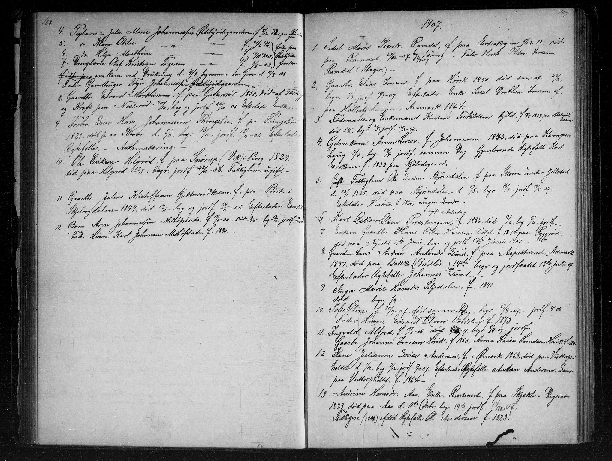 Berg prestekontor Kirkebøker, SAO/A-10902/G/Gc/L0003: Parish register (copy) no. III 3, 1887-1958, p. 168-169