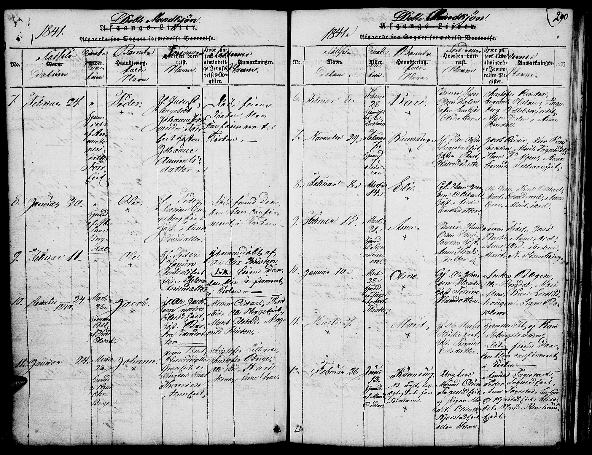 Fron prestekontor, SAH/PREST-078/H/Ha/Hab/L0001: Parish register (copy) no. 1, 1816-1843, p. 290