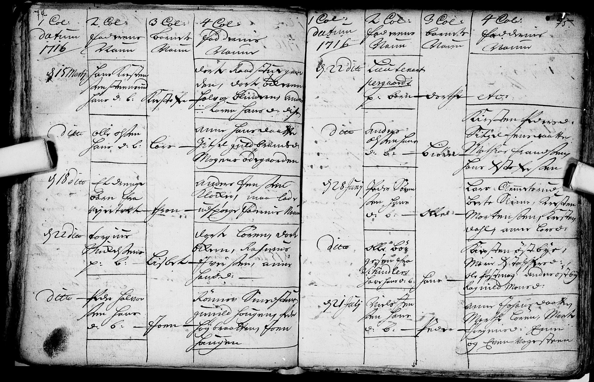 Aker prestekontor kirkebøker, AV/SAO-A-10861/F/L0002: Parish register (official) no. 2, 1714-1720, p. 74-75