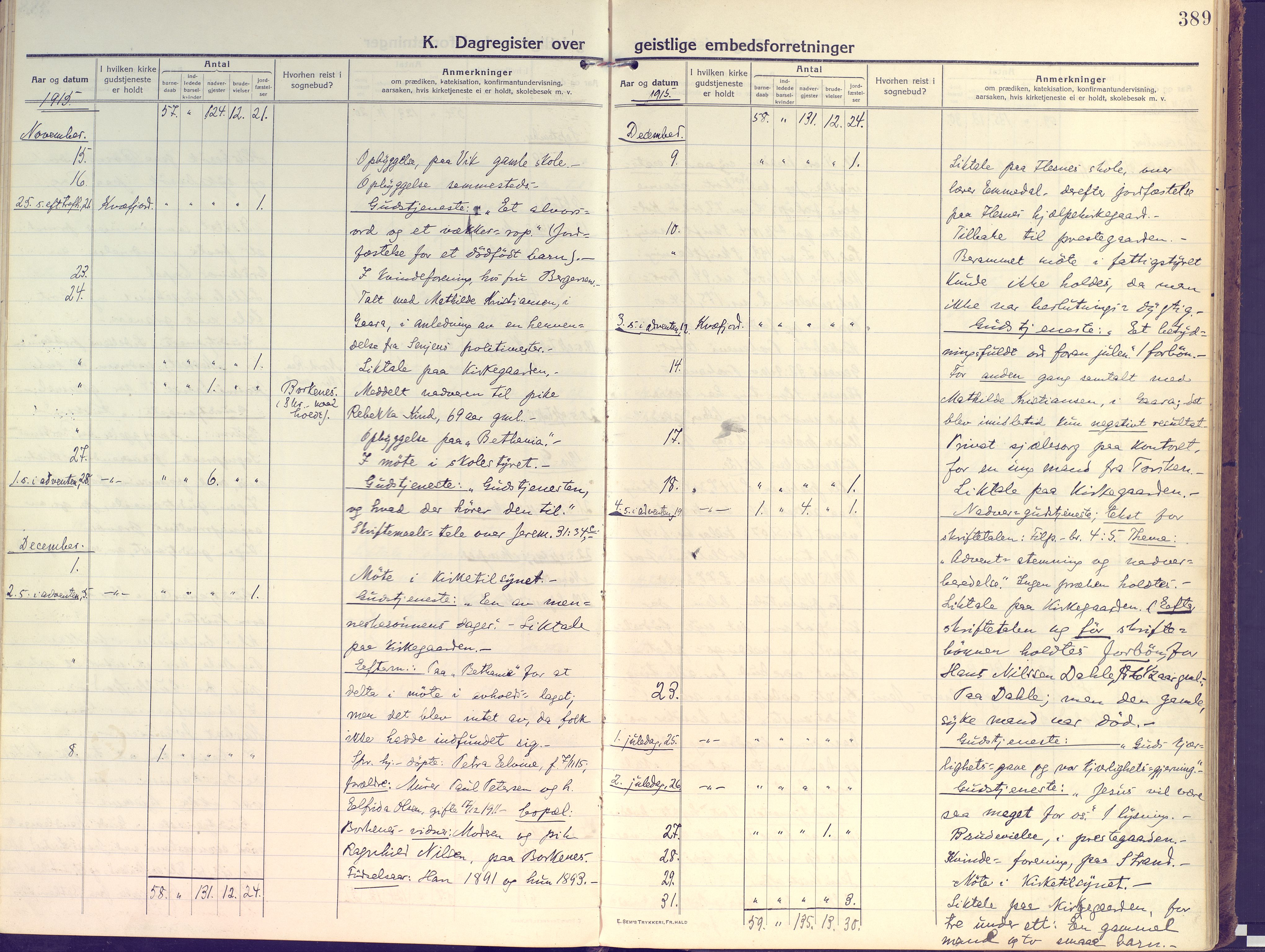 Kvæfjord sokneprestkontor, SATØ/S-1323/G/Ga/Gaa/L0007kirke: Parish register (official) no. 7, 1915-1931, p. 389