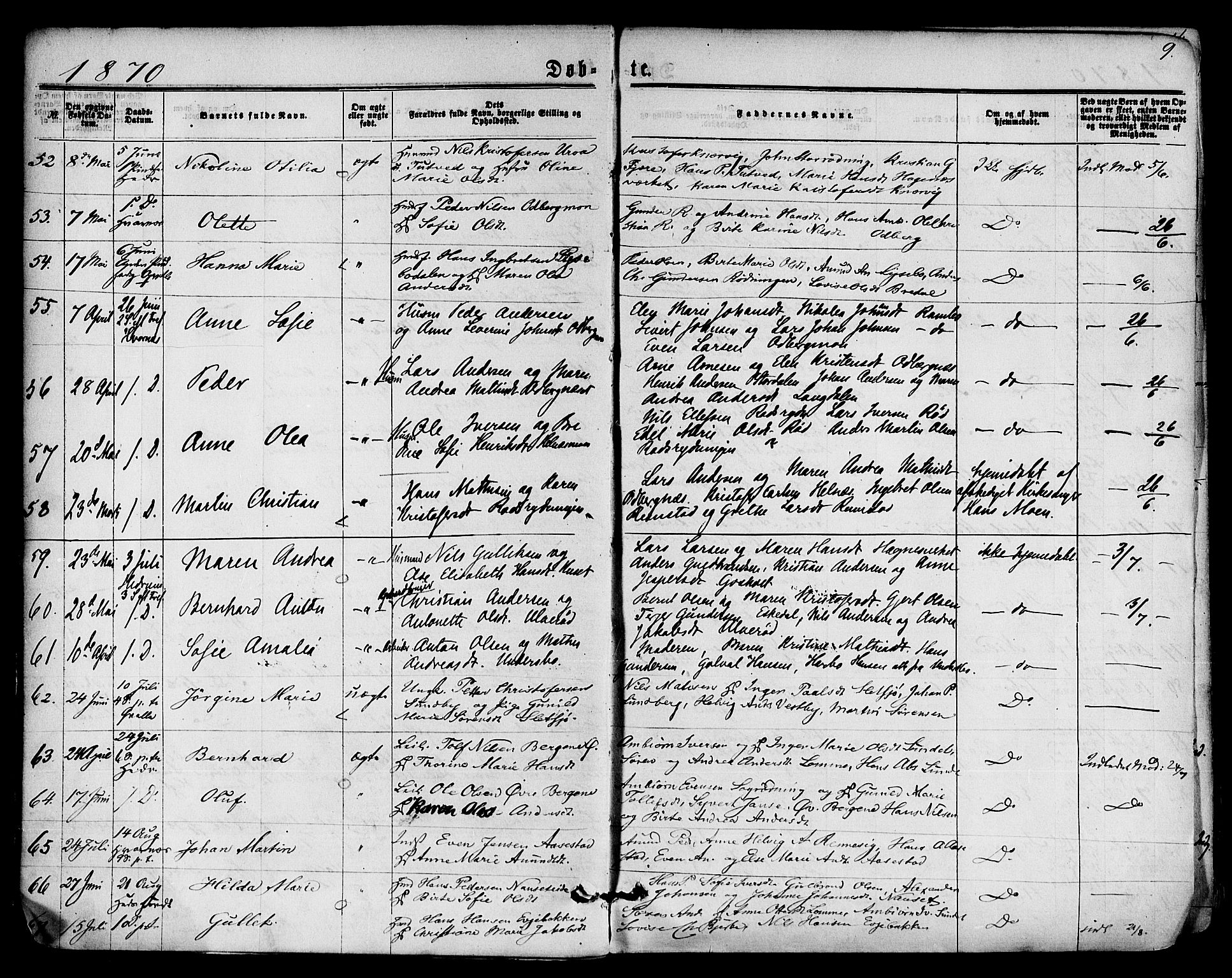 Hedrum kirkebøker, AV/SAKO-A-344/F/Fa/L0008: Parish register (official) no. I 8, 1869-1880, p. 9