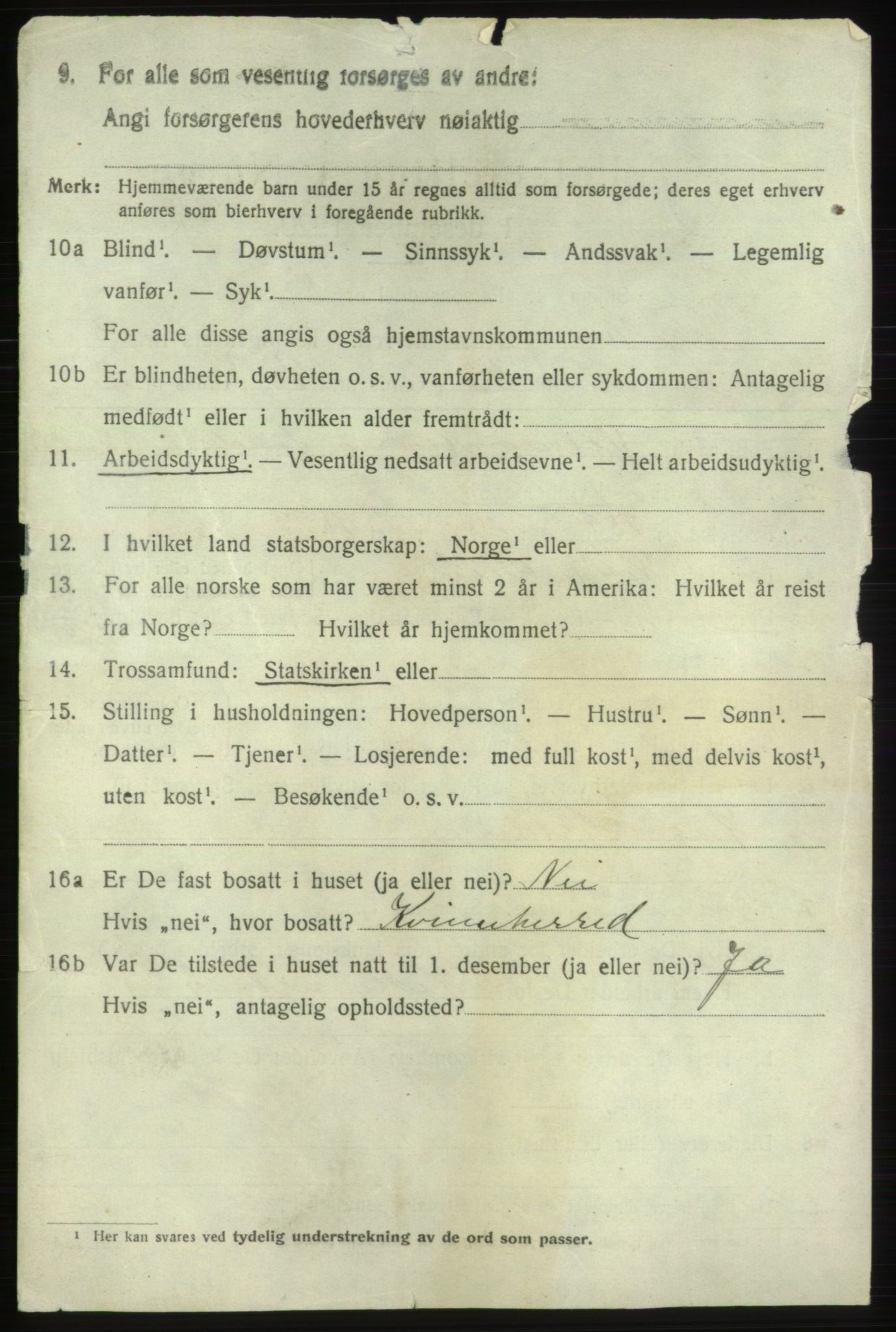 SAB, 1920 census for Fjelberg, 1920, p. 2180