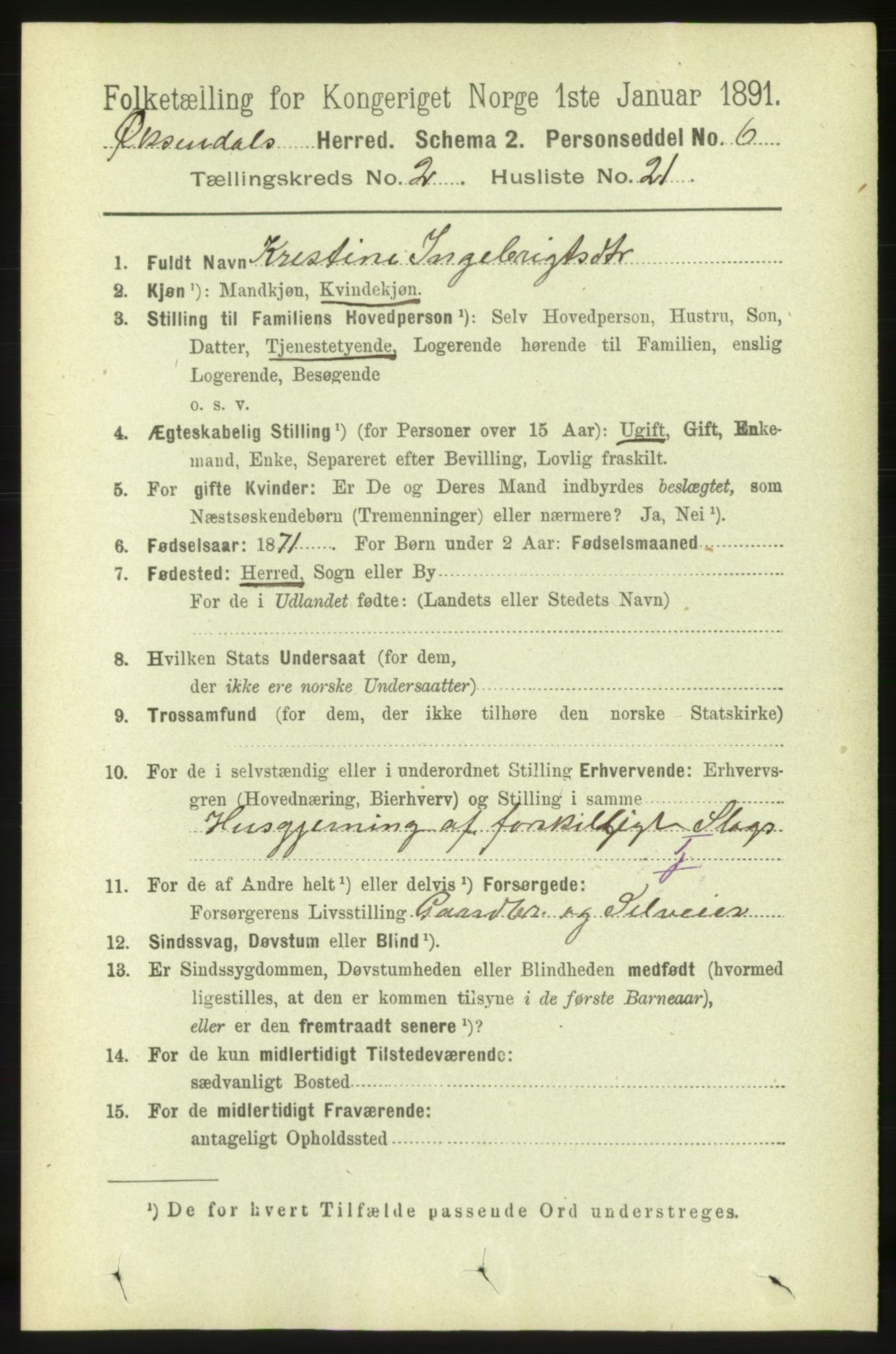 RA, 1891 census for 1561 Øksendal, 1891, p. 372