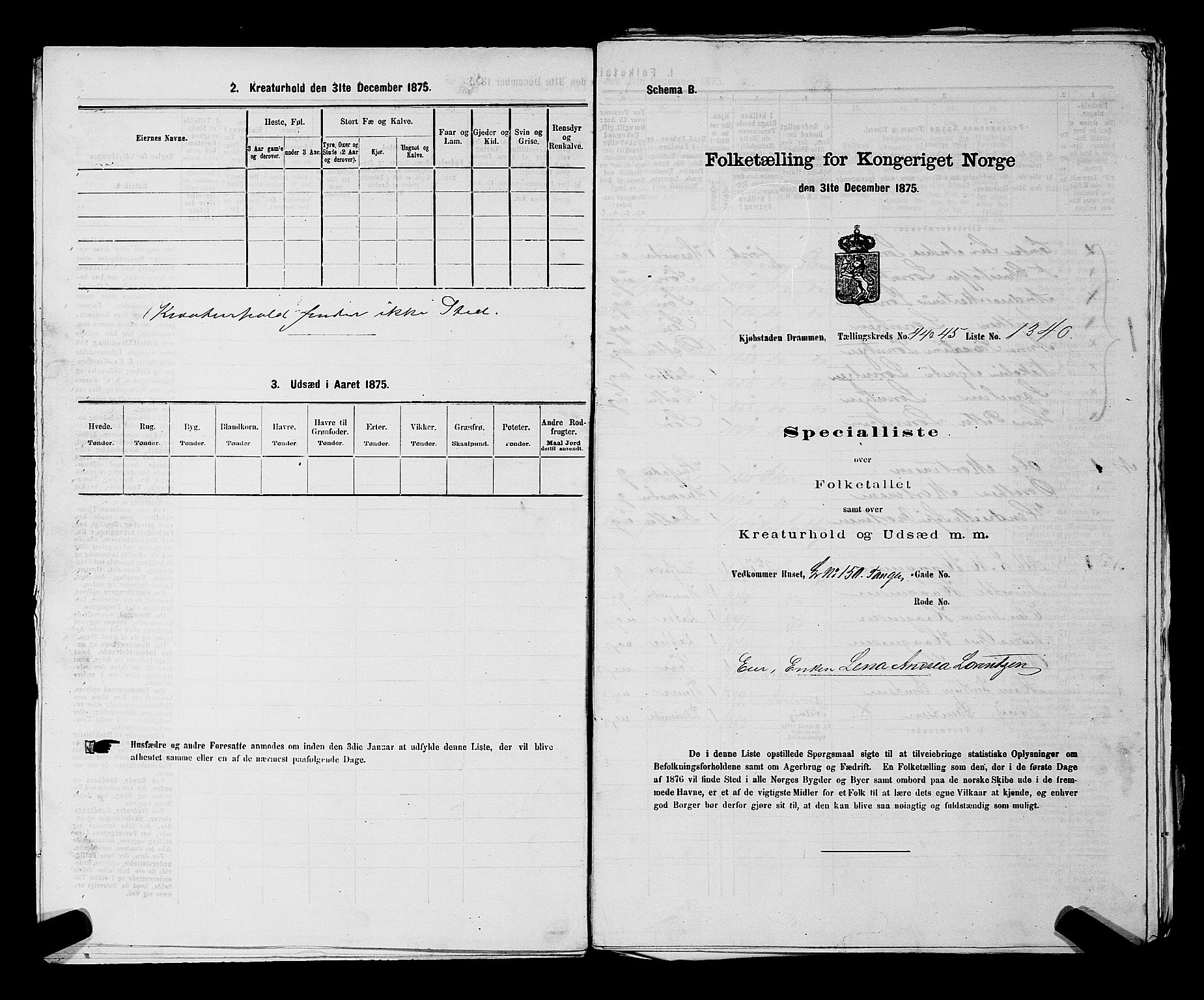 SAKO, 1875 census for 0602 Drammen, 1875, p. 3632