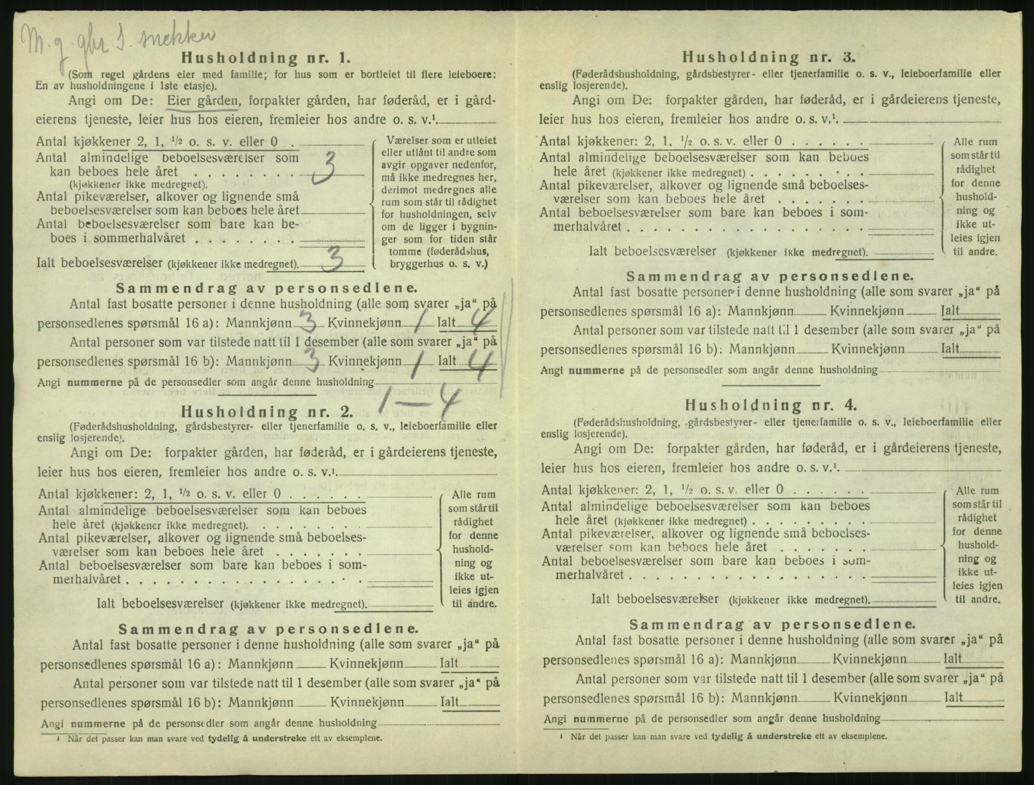 SAK, 1920 census for Vegårshei, 1920, p. 139