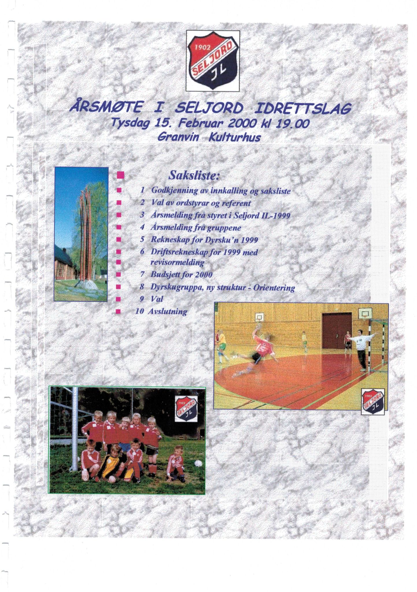 Seljord Idrettslag, VTM/A-1034/A/Ab/L0002: Årsmeldingar, 1999, p. 1