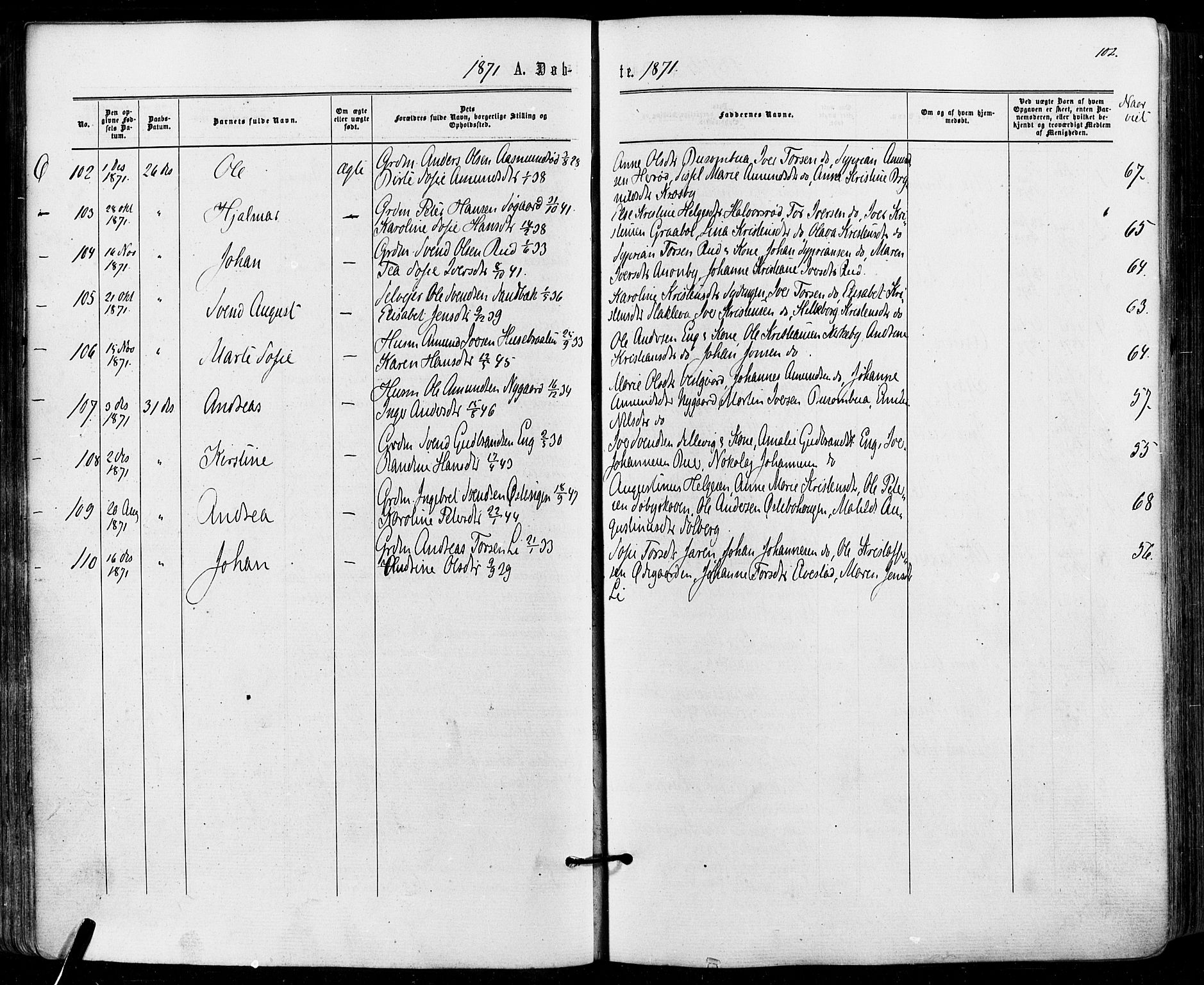 Aremark prestekontor Kirkebøker, SAO/A-10899/F/Fc/L0004: Parish register (official) no. III 4, 1866-1877, p. 101-102