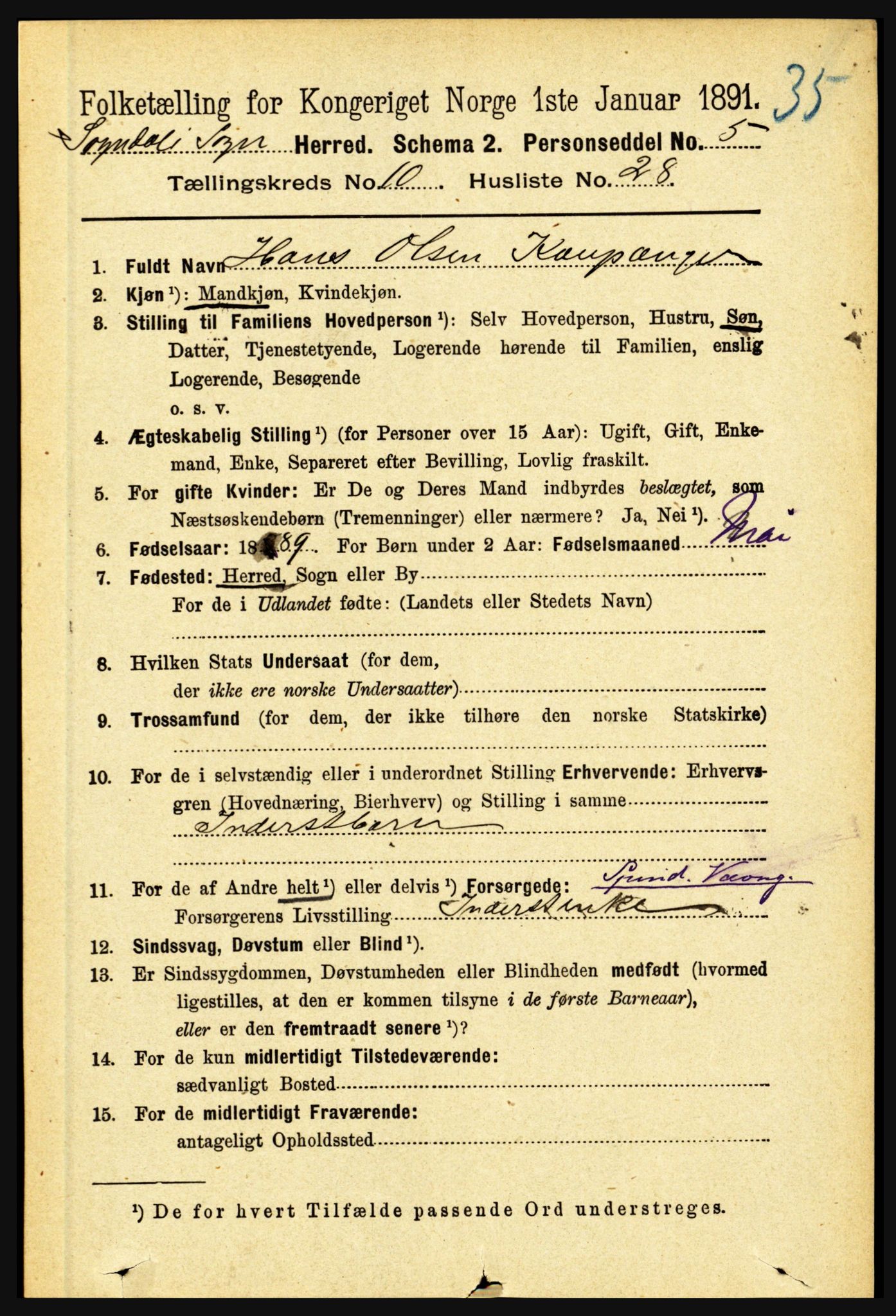 RA, 1891 census for 1420 Sogndal, 1891, p. 4113