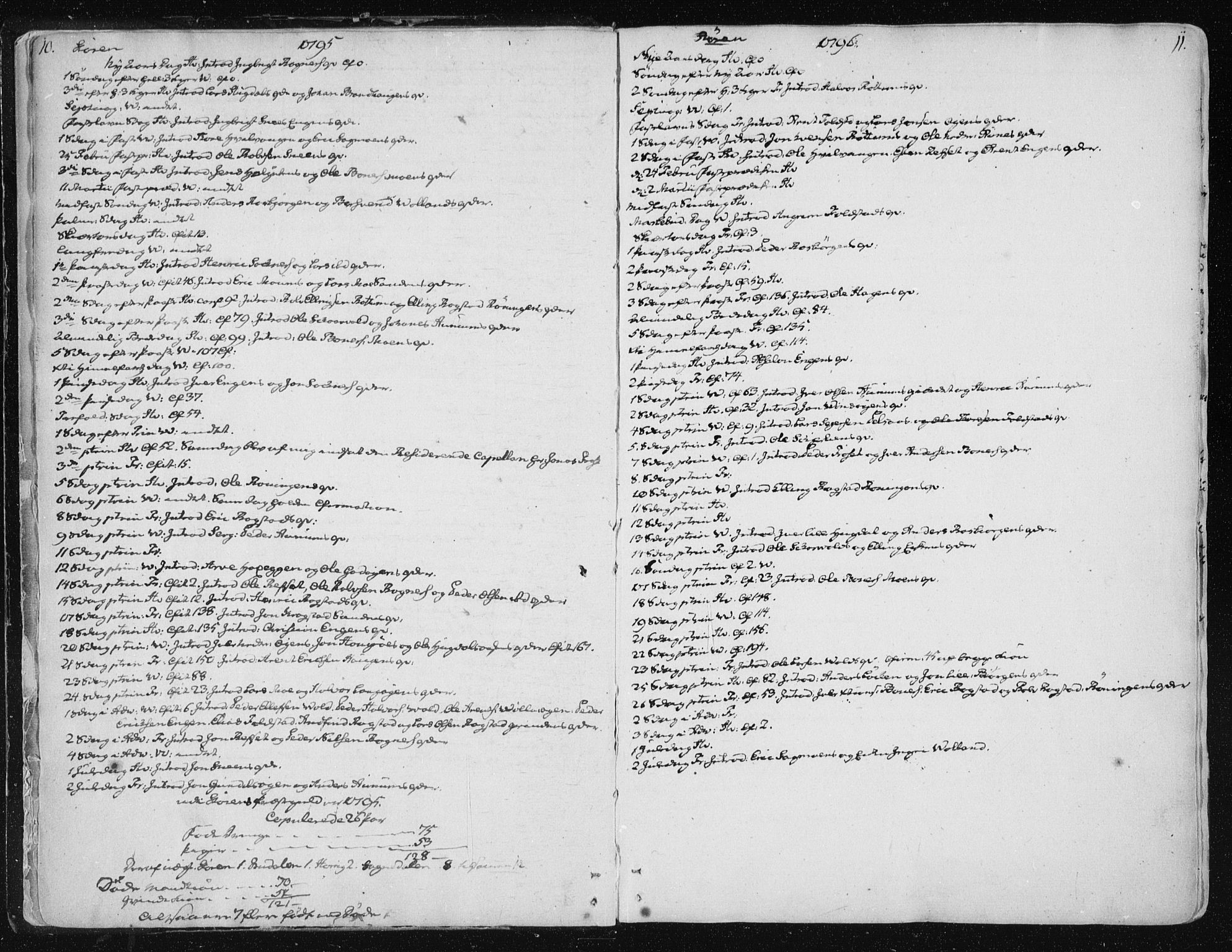Ministerialprotokoller, klokkerbøker og fødselsregistre - Sør-Trøndelag, SAT/A-1456/687/L0992: Parish register (official) no. 687A03 /1, 1788-1815, p. 10-11