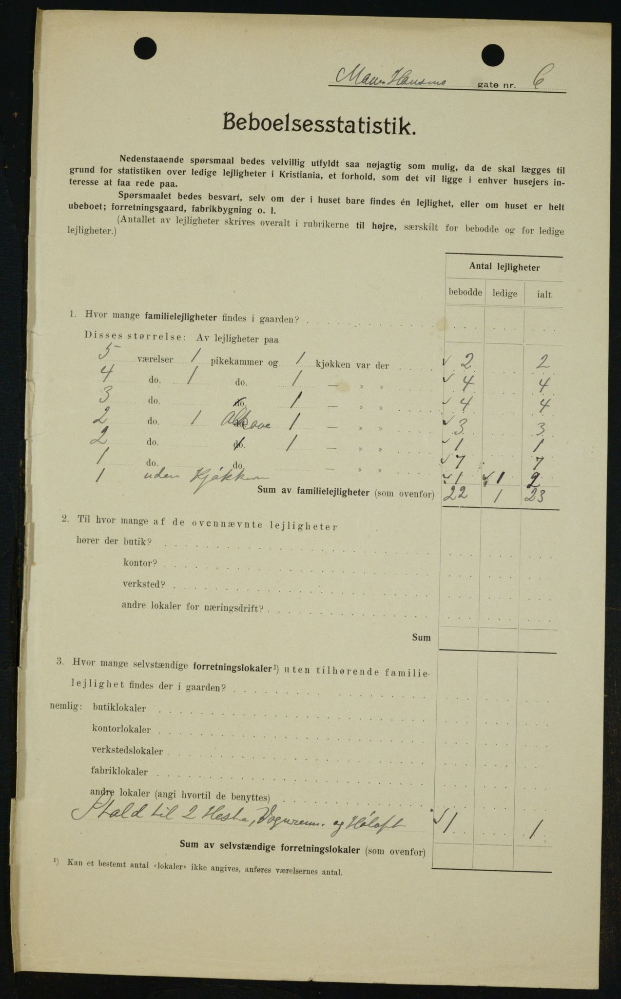 OBA, Municipal Census 1909 for Kristiania, 1909, p. 58968
