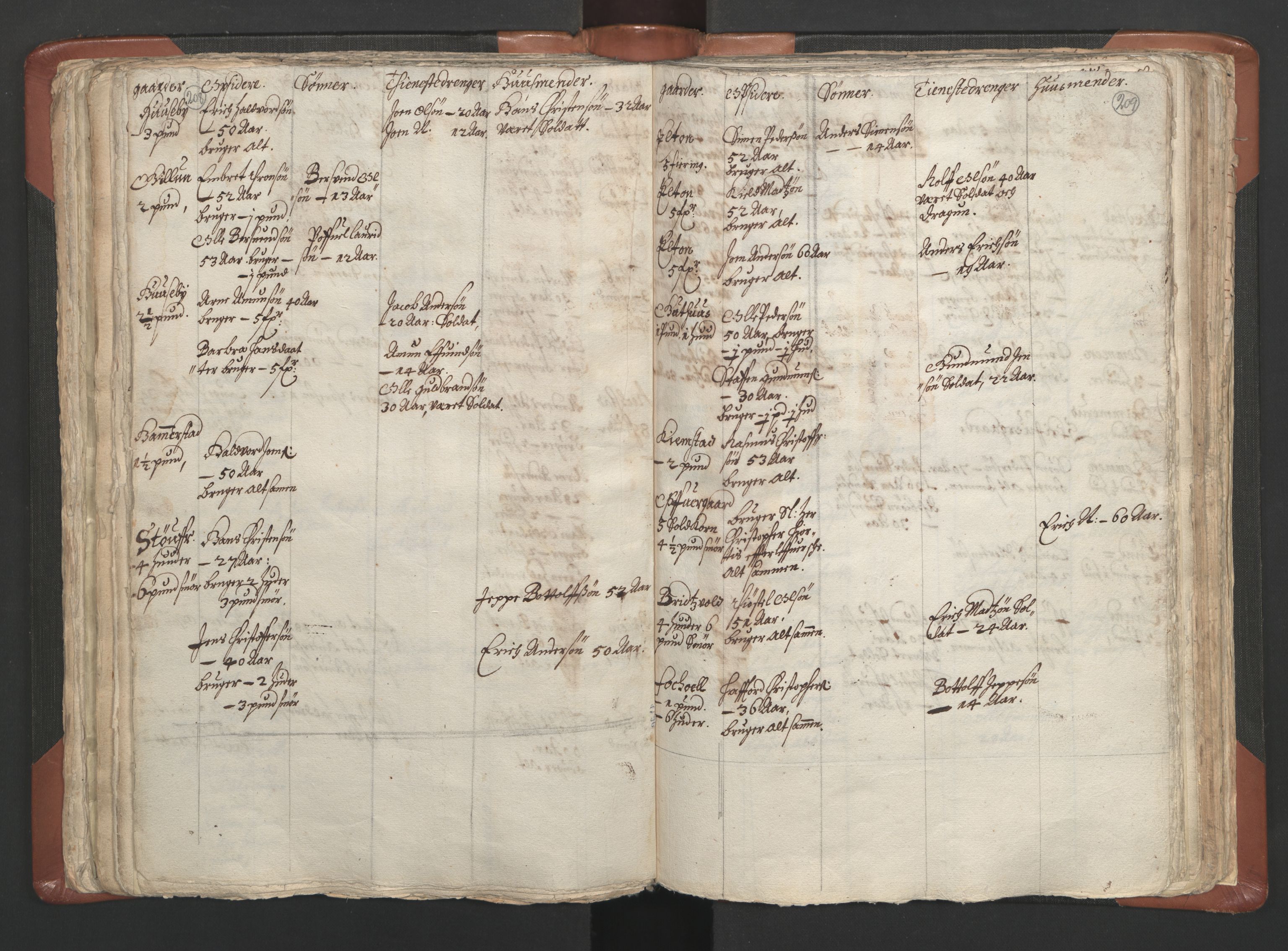 RA, Vicar's Census 1664-1666, no. 5: Hedmark deanery, 1664-1666, p. 208-209