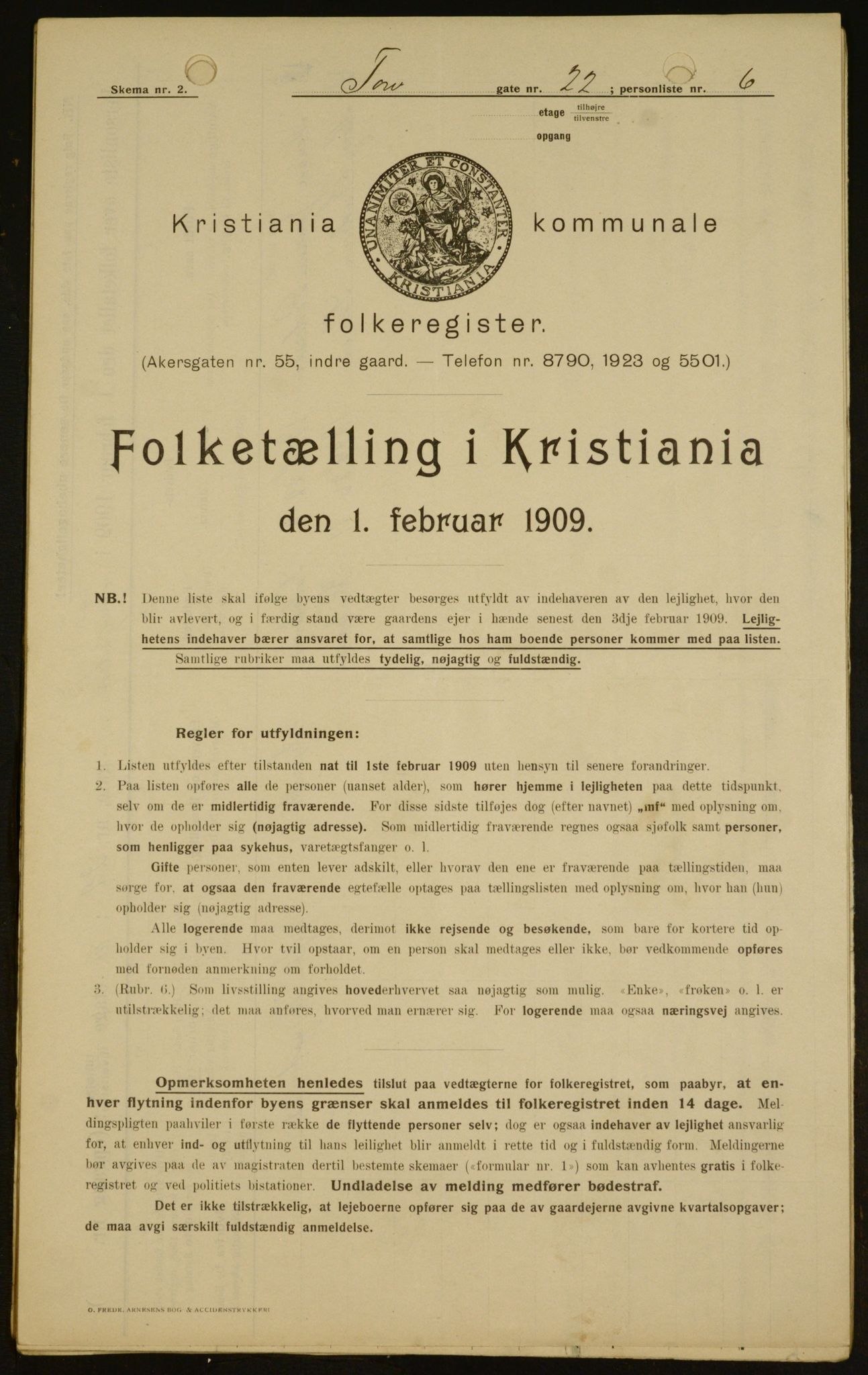 OBA, Municipal Census 1909 for Kristiania, 1909, p. 103495