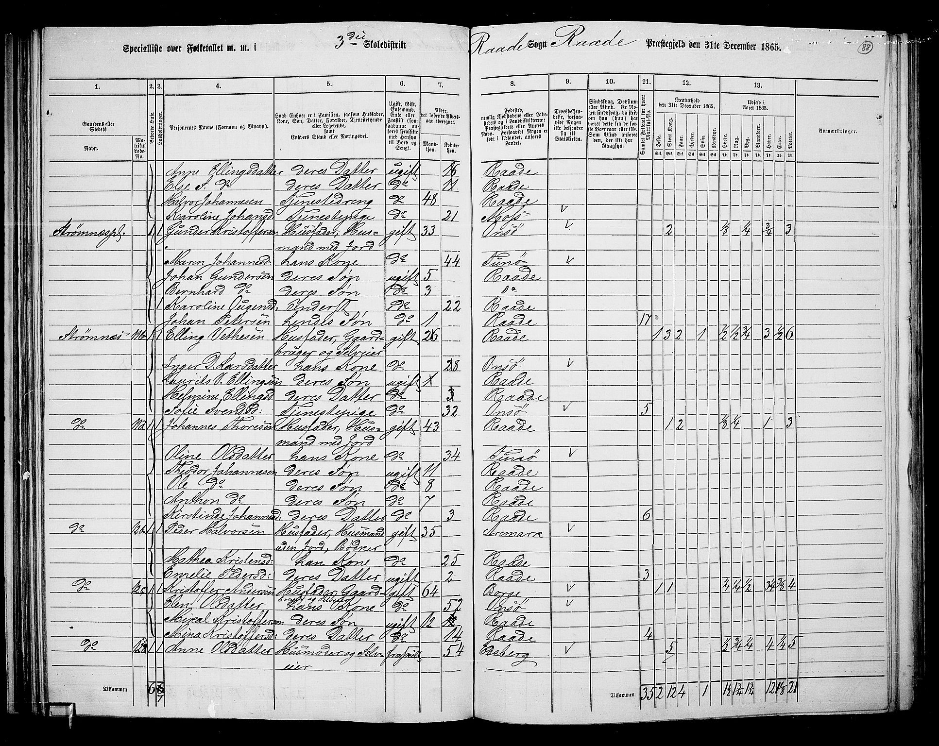 RA, 1865 census for Råde, 1865, p. 80