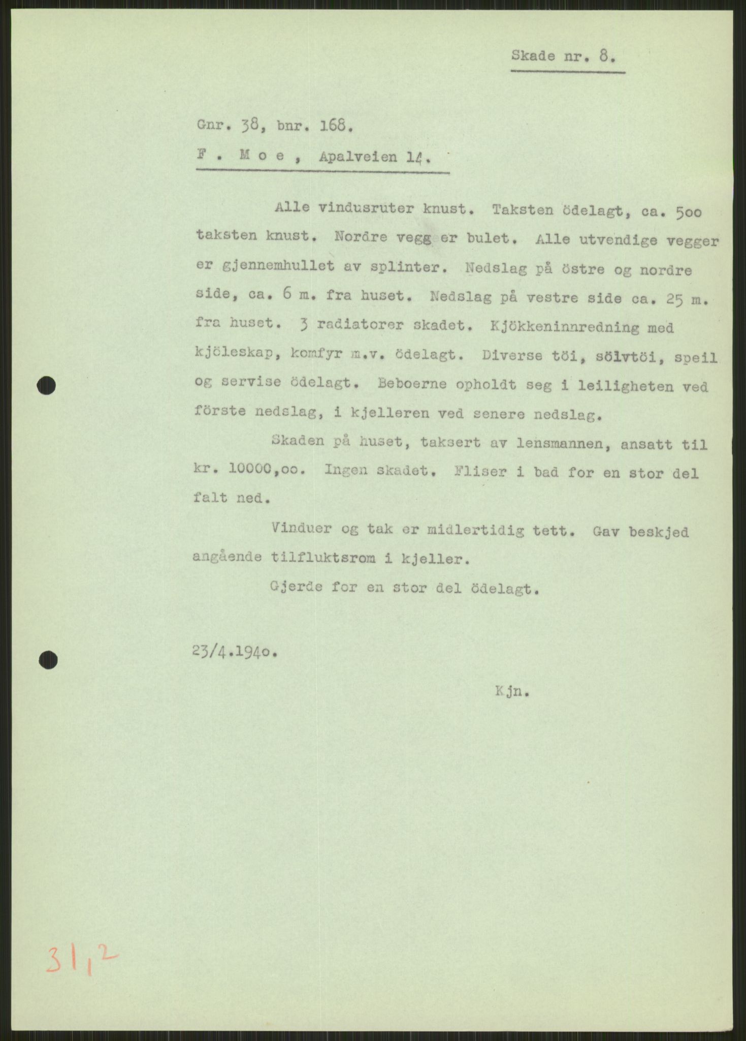 Forsvaret, Forsvarets krigshistoriske avdeling, AV/RA-RAFA-2017/Y/Ya/L0013: II-C-11-31 - Fylkesmenn.  Rapporter om krigsbegivenhetene 1940., 1940, p. 294