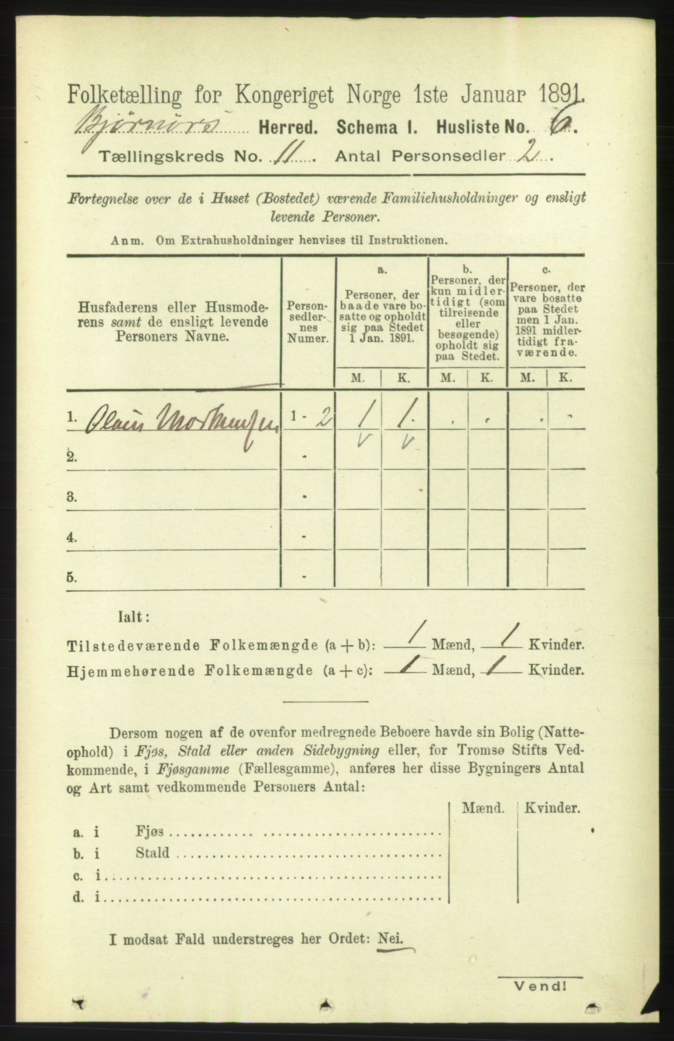 RA, 1891 census for 1632 Bjørnør, 1891, p. 4609