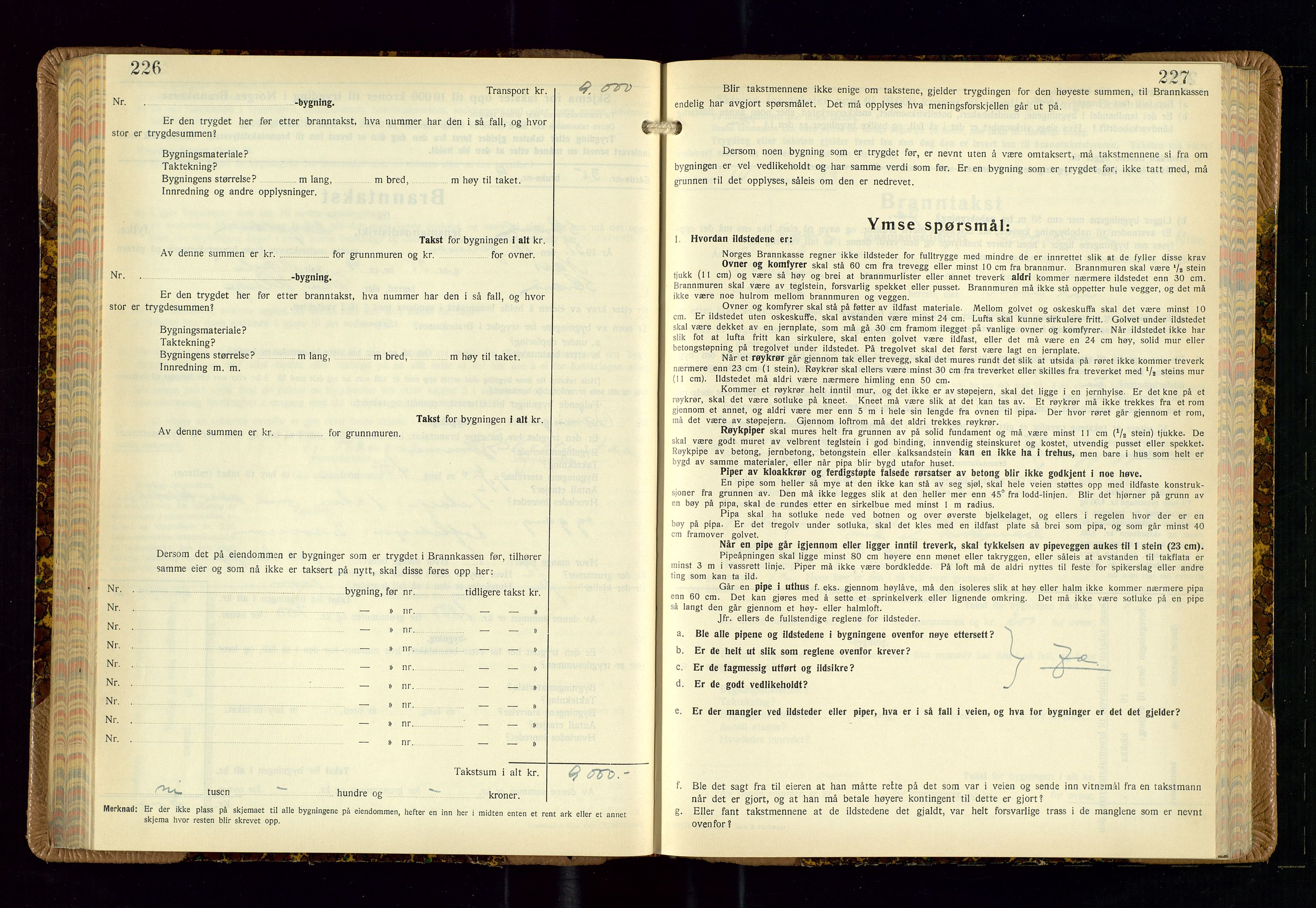 Strand og Forsand lensmannskontor, AV/SAST-A-100451/Gob/L0002: Branntakstprotokoll, 1942-1953, p. 226-227