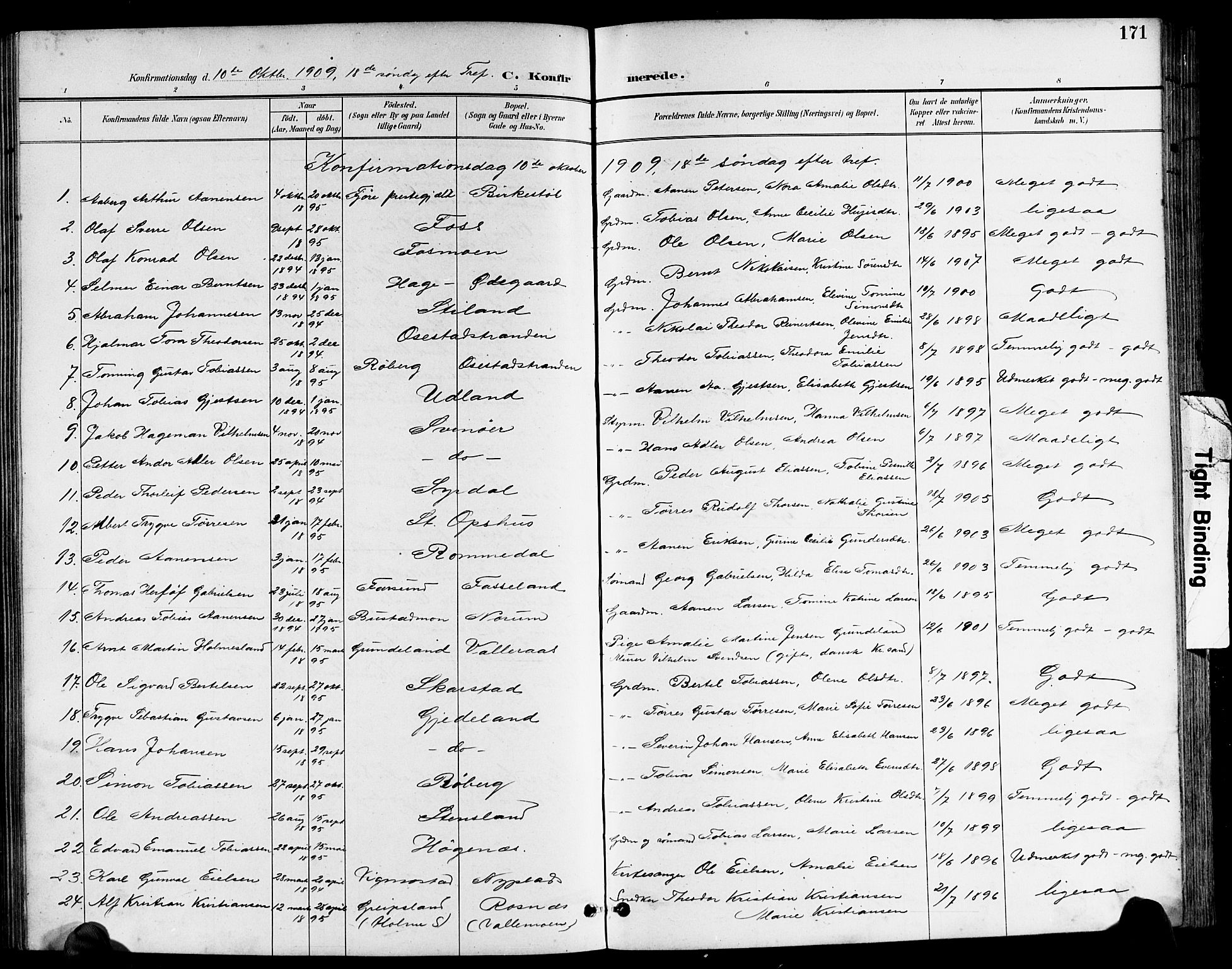 Sør-Audnedal sokneprestkontor, AV/SAK-1111-0039/F/Fb/Fbb/L0006: Parish register (copy) no. B 6, 1893-1915, p. 171