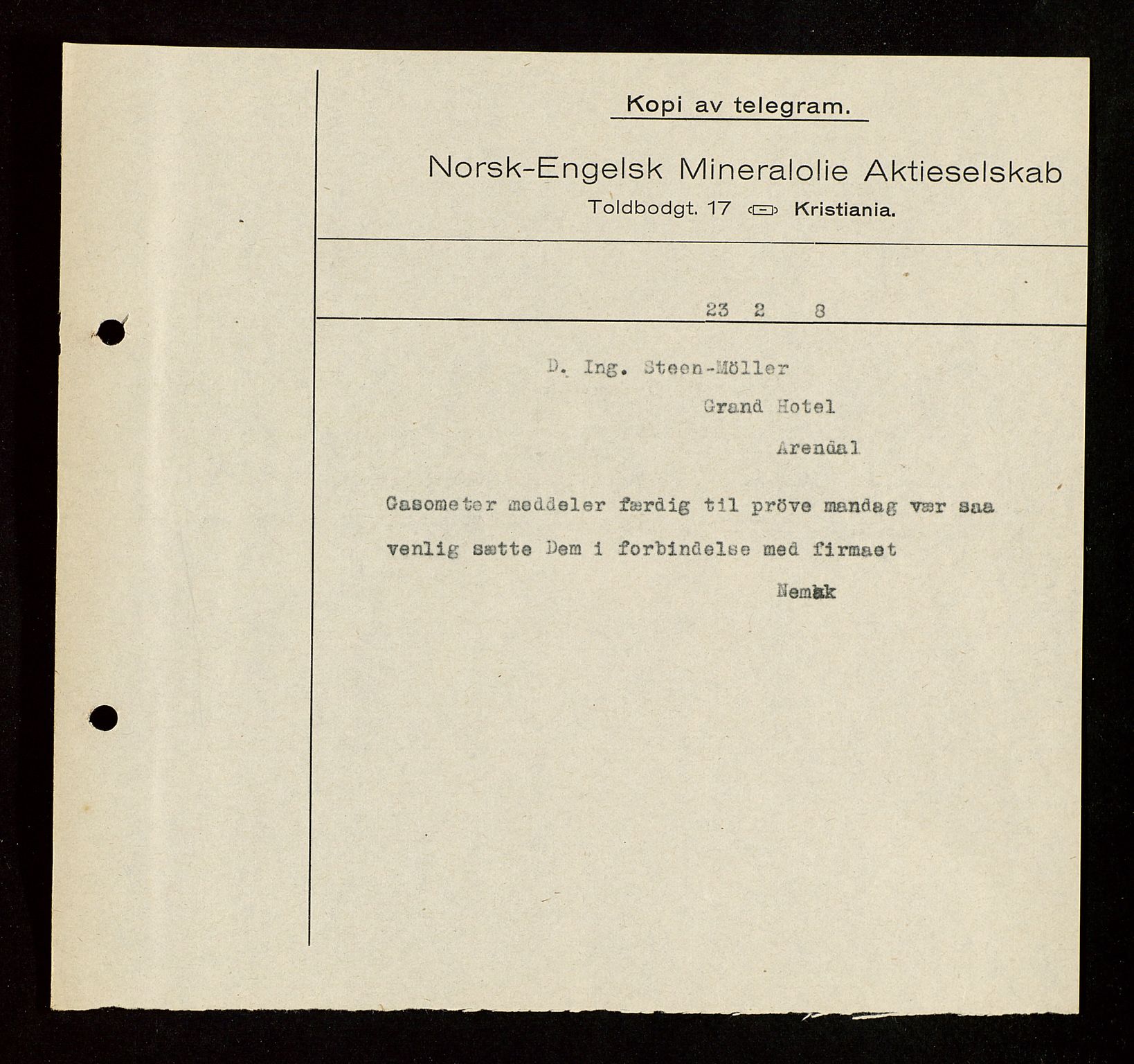 Pa 1521 - A/S Norske Shell, AV/SAST-A-101915/E/Ea/Eaa/L0003: Sjefskorrespondanse, 1918, p. 266