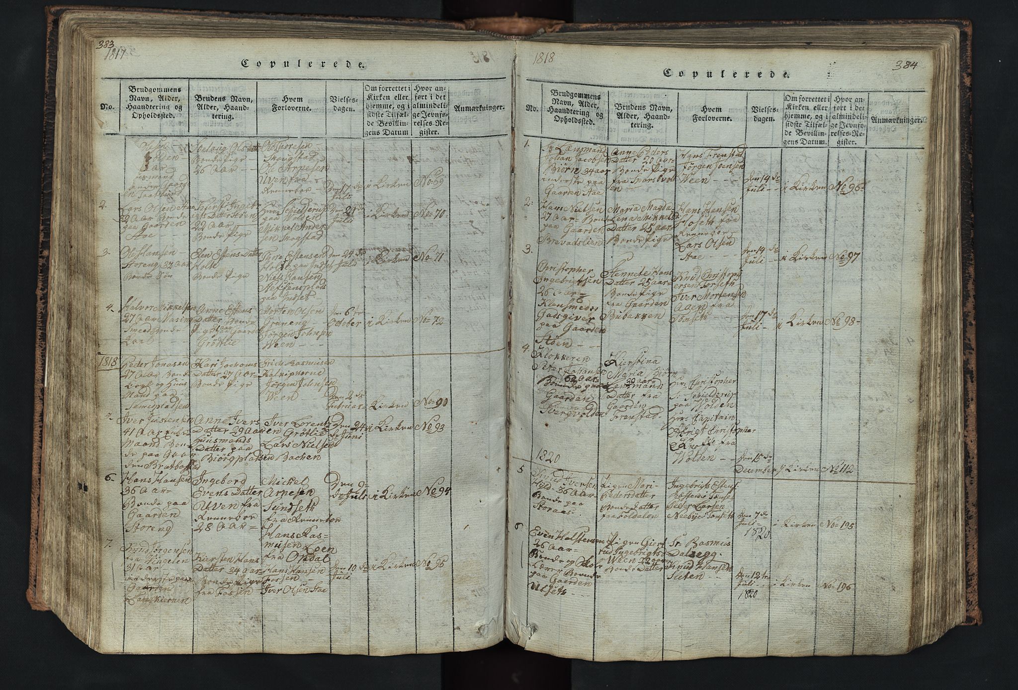 Kvikne prestekontor, AV/SAH-PREST-064/H/Ha/Hab/L0001: Parish register (copy) no. 1, 1815-1895, p. 383-384
