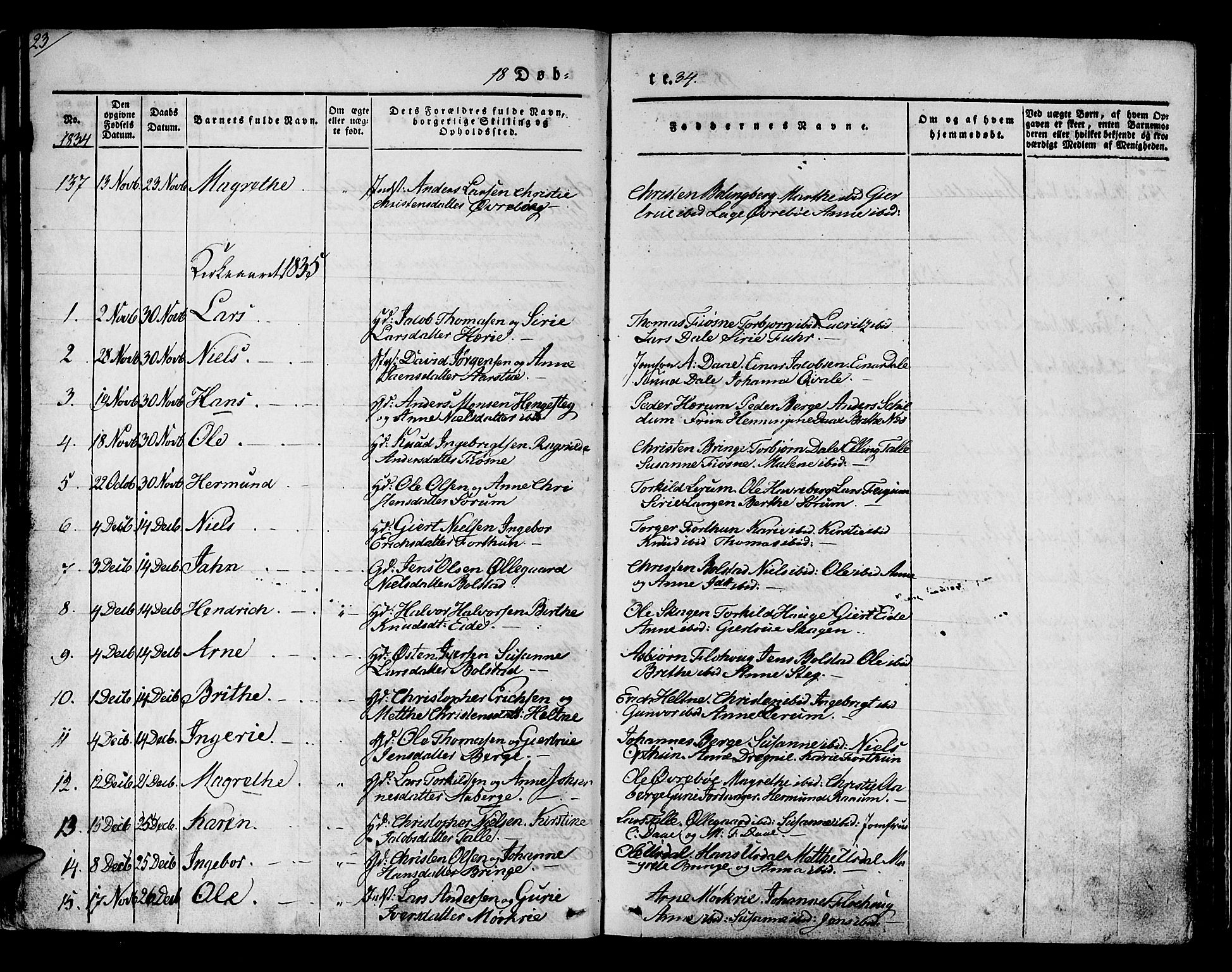 Luster sokneprestembete, AV/SAB-A-81101/H/Haa/Haaa/L0005: Parish register (official) no. A 5, 1831-1841, p. 23