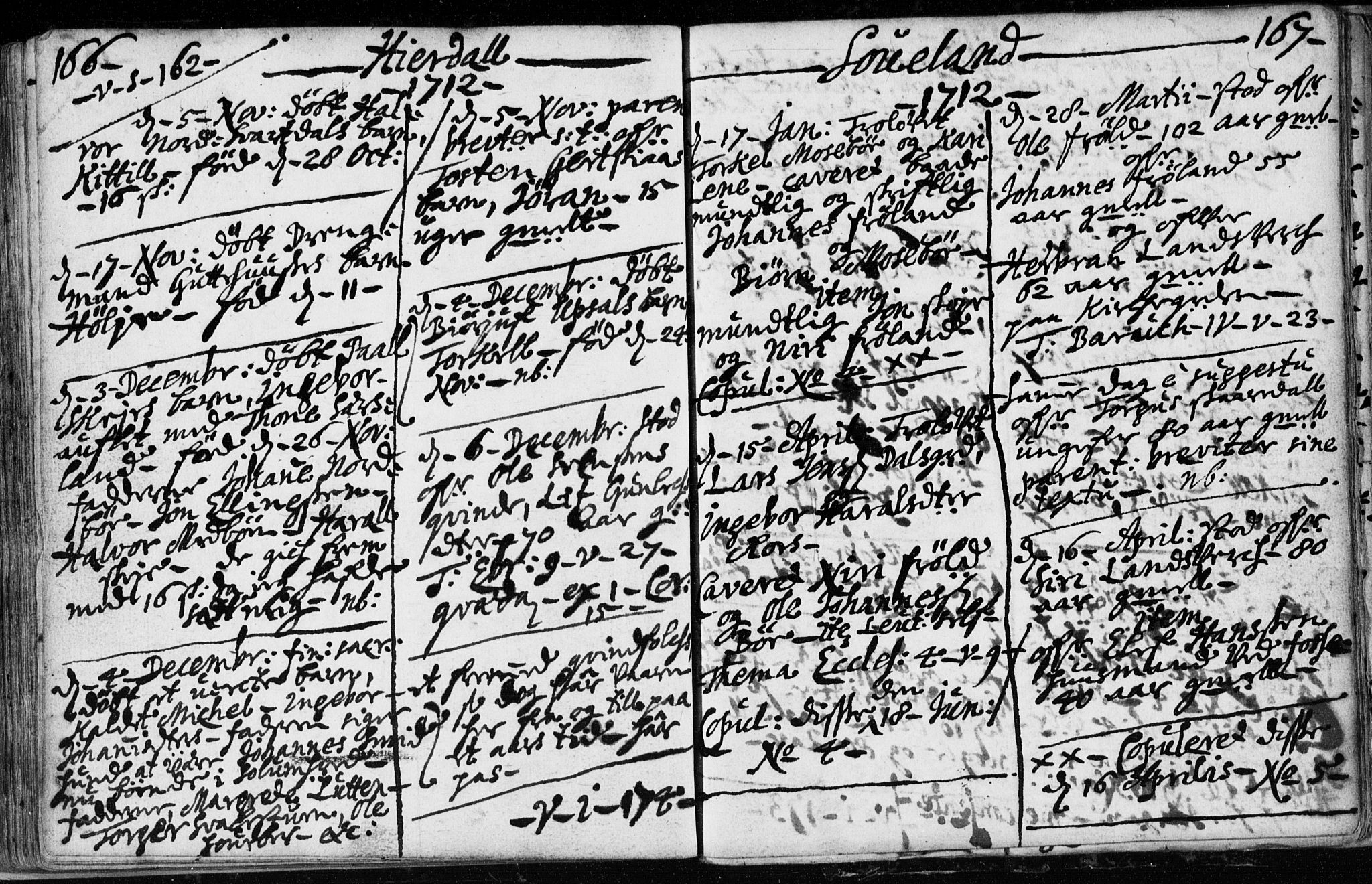 Hjartdal kirkebøker, SAKO/A-270/F/Fa/L0001: Parish register (official) no. I 1, 1685-1714, p. 166-167