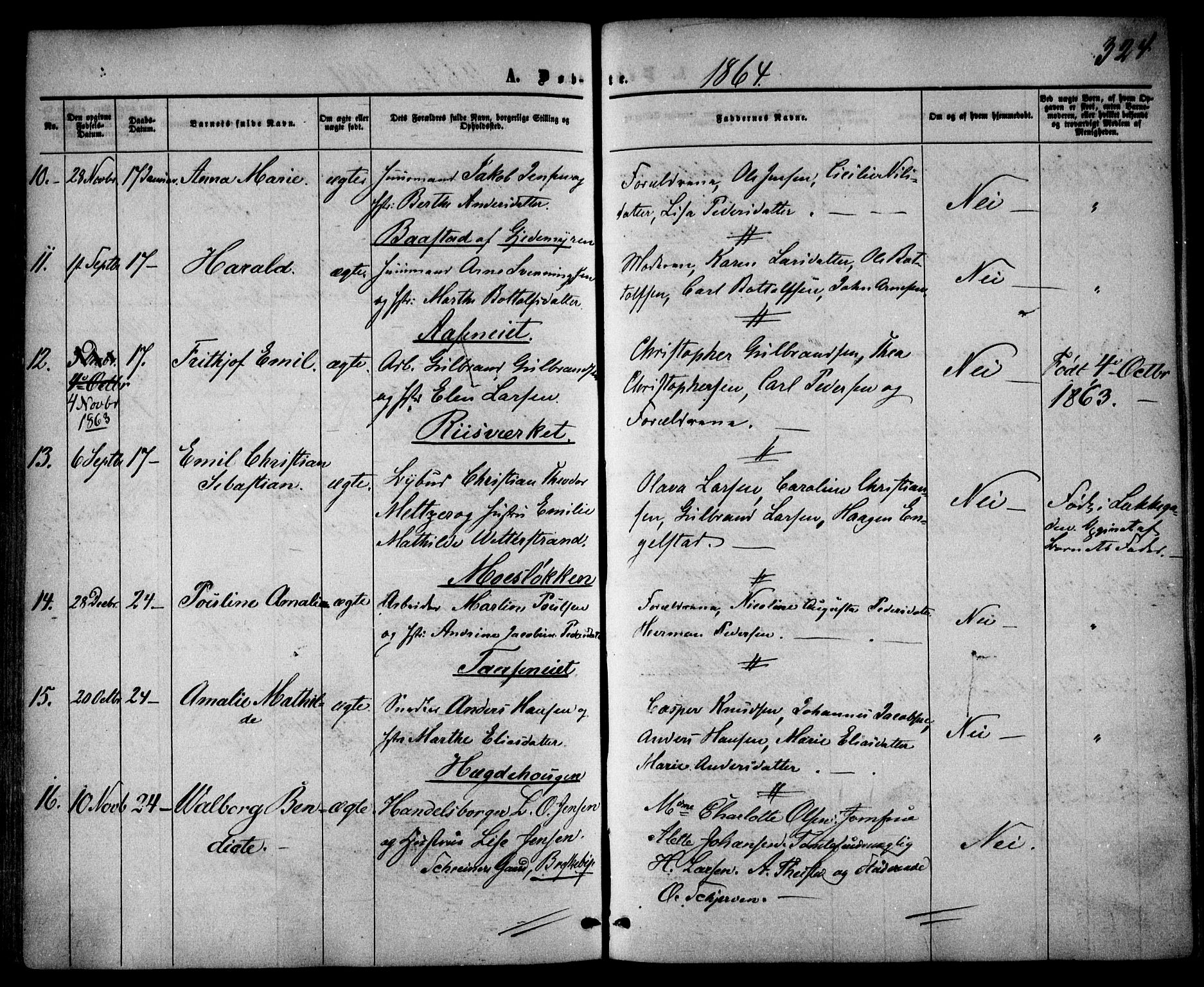 Vestre Aker prestekontor Kirkebøker, SAO/A-10025/F/Fa/L0003: Parish register (official) no. 3, 1857-1868, p. 324
