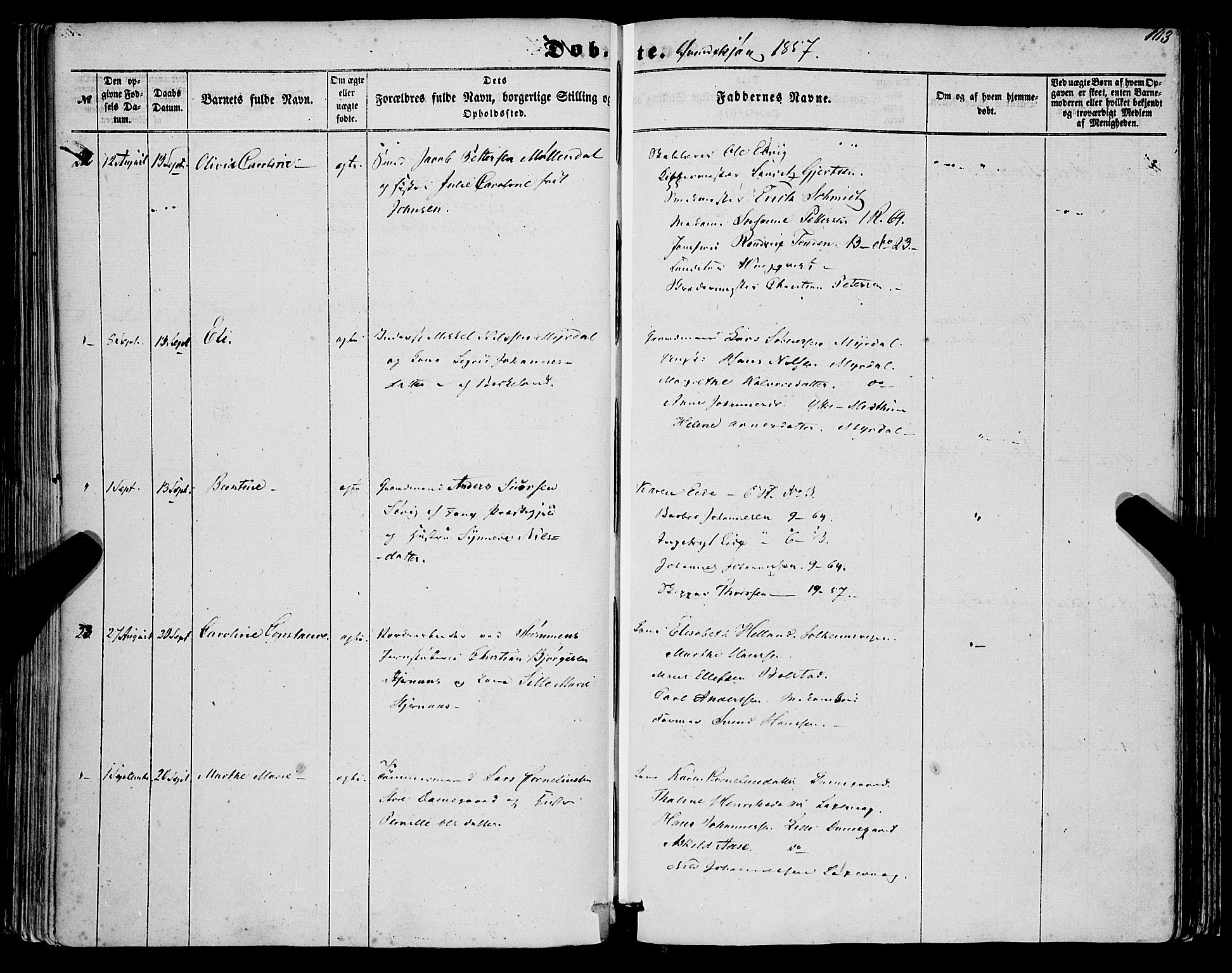 St. Jørgens hospital og Årstad sokneprestembete, AV/SAB-A-99934: Parish register (official) no. A 5, 1857-1869, p. 103