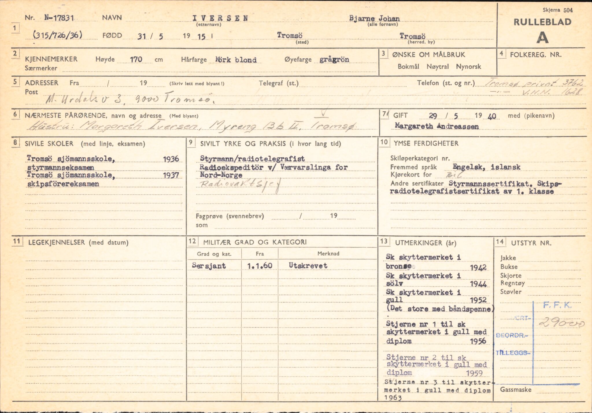 Forsvaret, Forsvarets overkommando/Luftforsvarsstaben, RA/RAFA-4079/P/Pa/L0041: Personellpapirer, 1915, p. 63