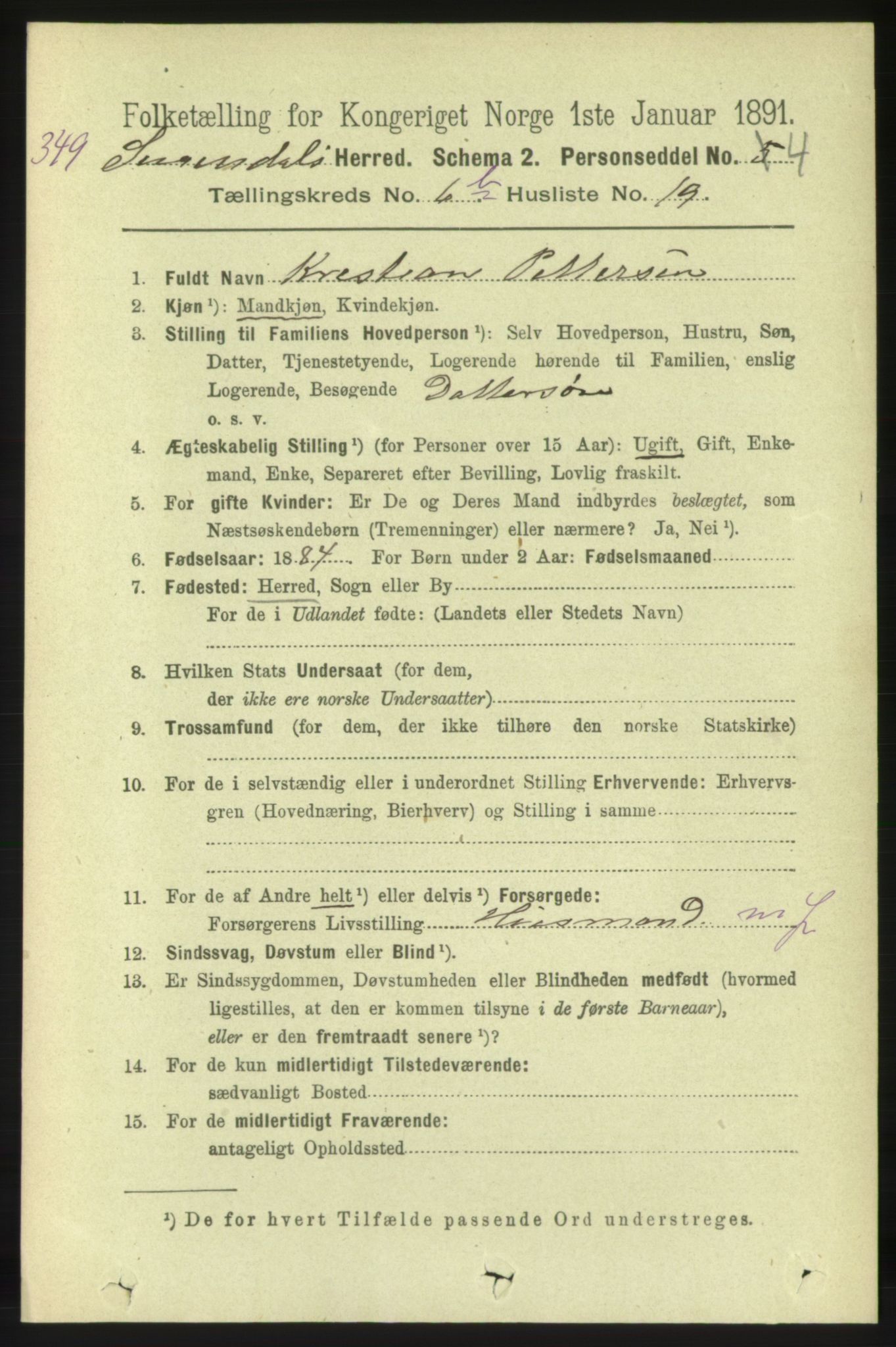 RA, 1891 census for 1566 Surnadal, 1891, p. 1804