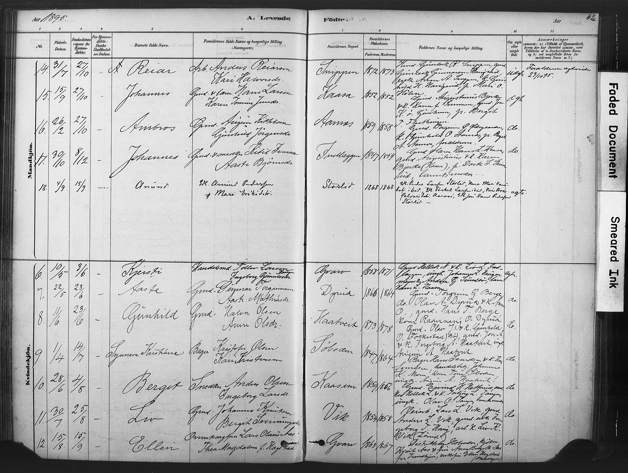 Sauherad kirkebøker, AV/SAKO-A-298/F/Fb/L0002: Parish register (official) no. II 2, 1878-1901, p. 62