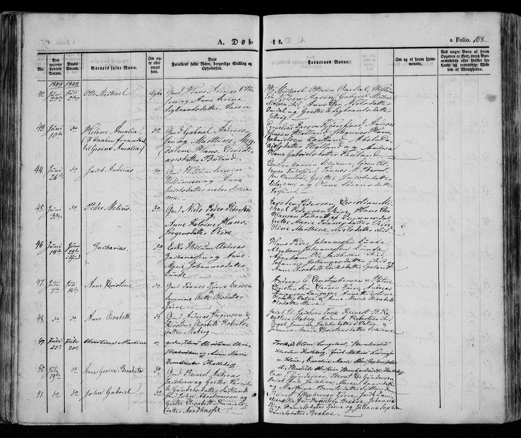 Lista sokneprestkontor, AV/SAK-1111-0027/F/Fa/L0009: Parish register (official) no. A 9, 1835-1846, p. 108