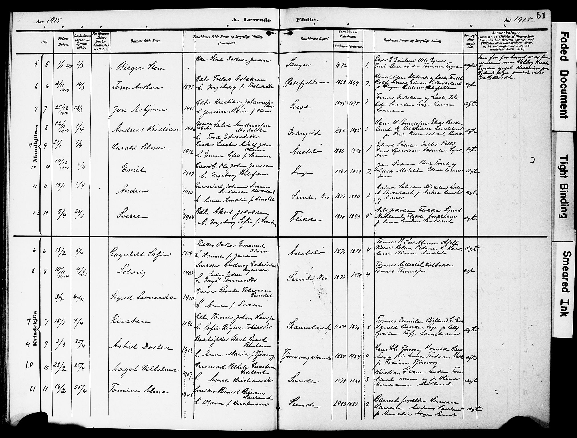 Flekkefjord sokneprestkontor, AV/SAK-1111-0012/F/Fb/Fbc/L0008: Parish register (copy) no. B 8, 1903-1931, p. 51