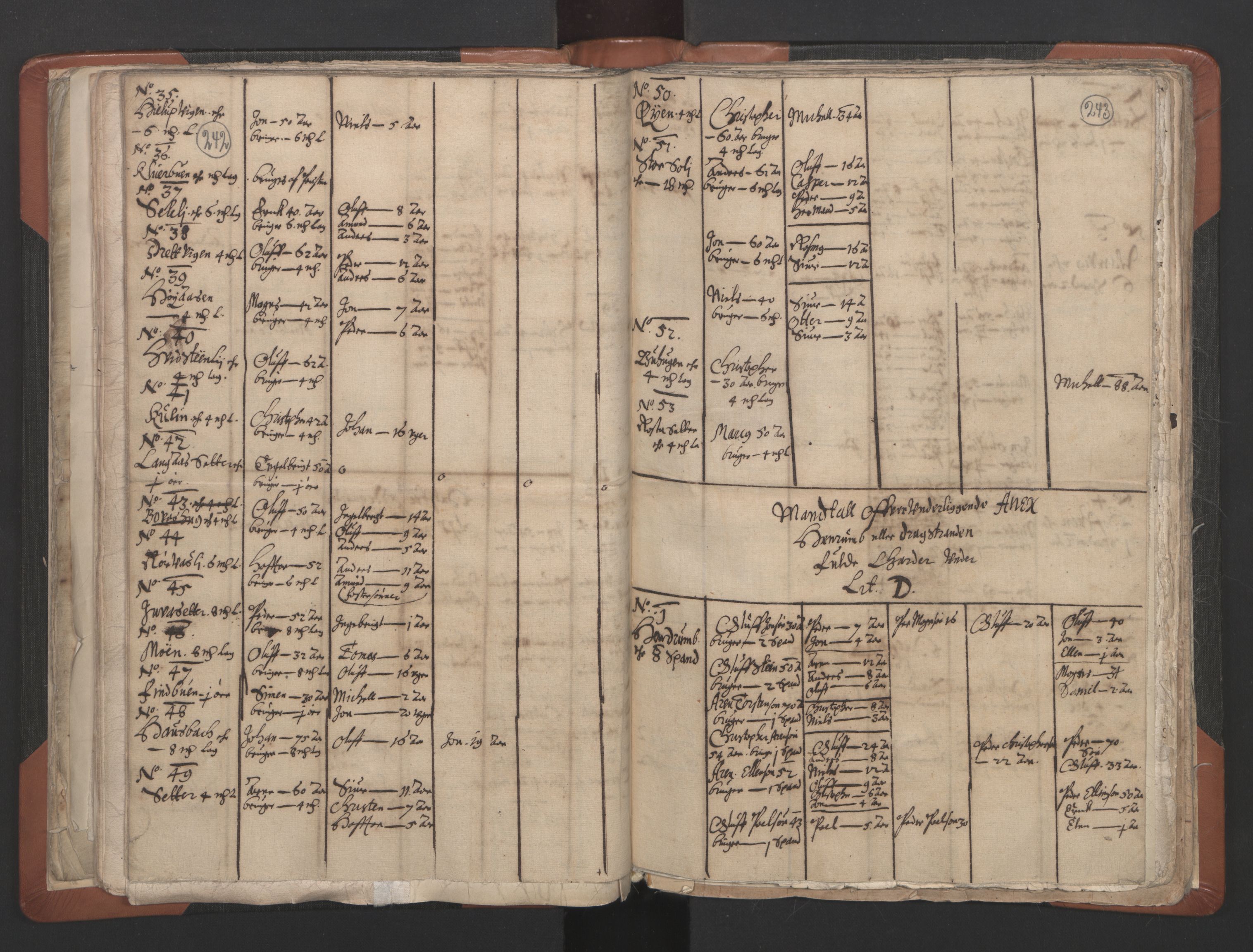 RA, Vicar's Census 1664-1666, no. 32: Innherad deanery, 1664-1666, p. 242-243