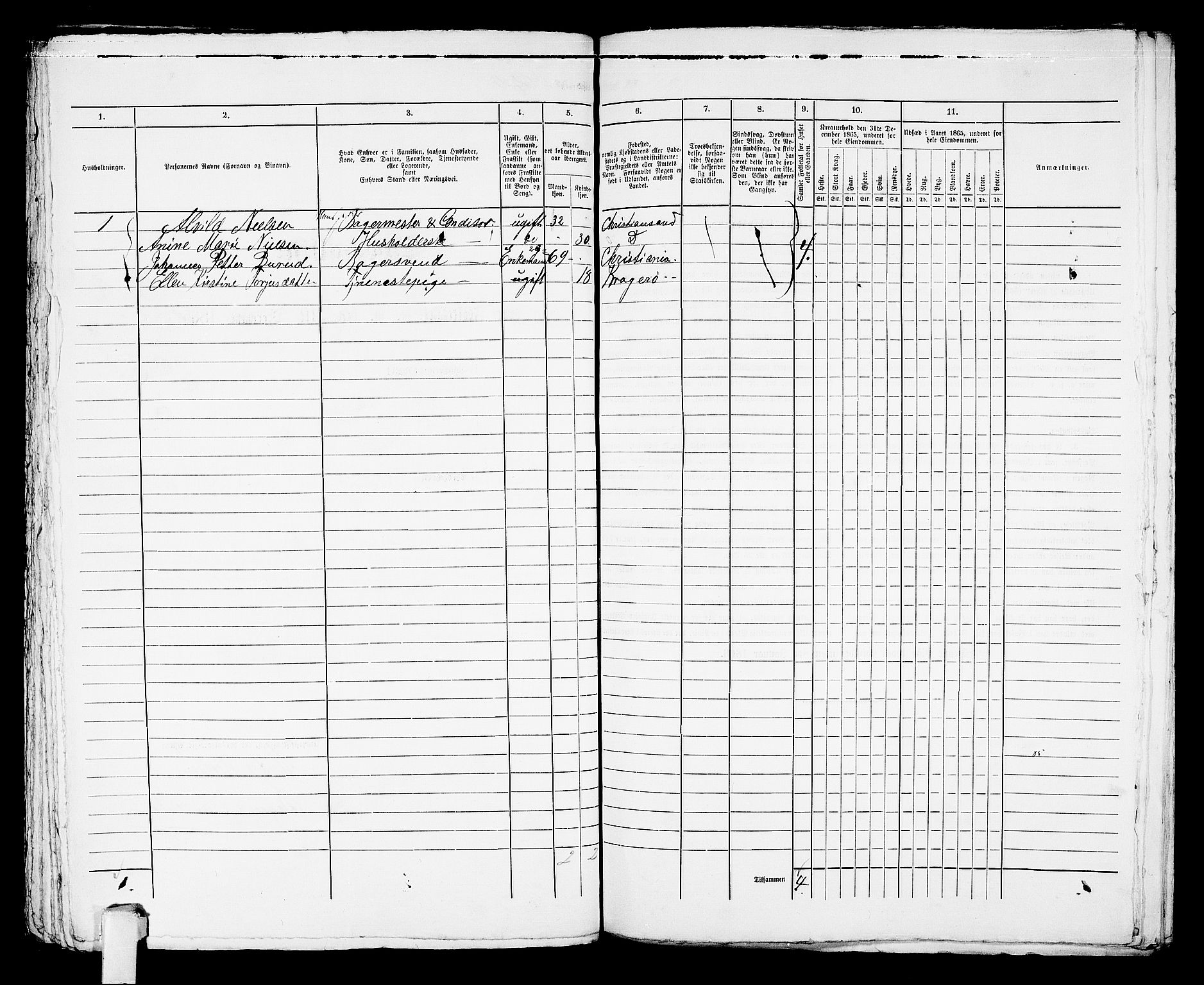 RA, 1865 census for Kragerø/Kragerø, 1865, p. 997