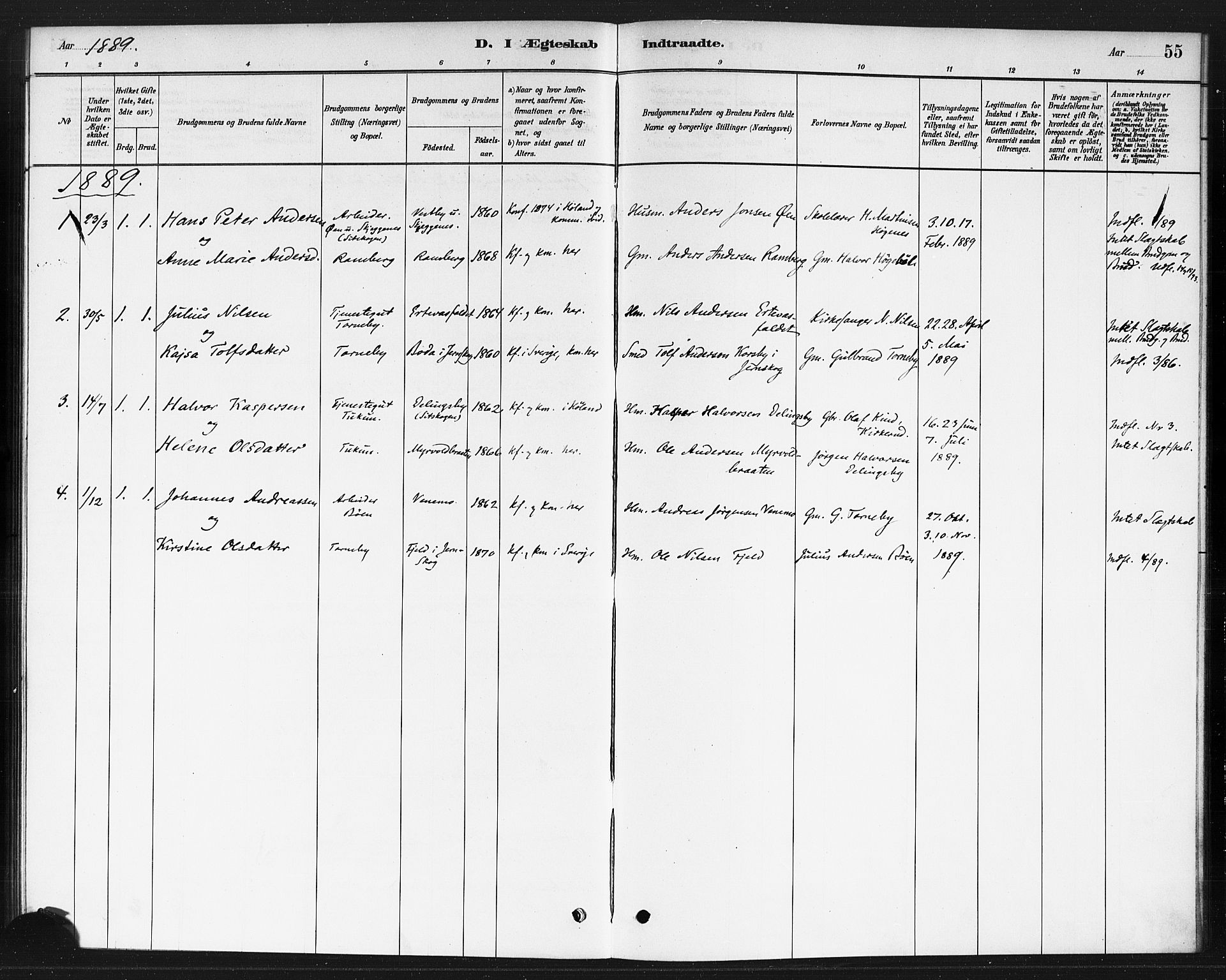 Rødenes prestekontor Kirkebøker, AV/SAO-A-2005/F/Fb/L0001: Parish register (official) no. II 1, 1880-1889, p. 55