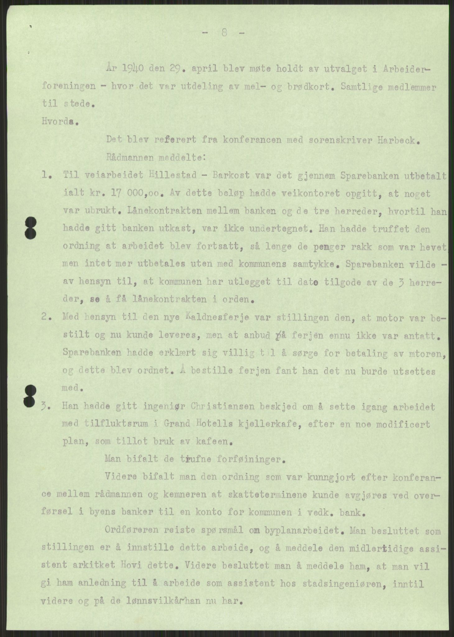 Forsvaret, Forsvarets krigshistoriske avdeling, AV/RA-RAFA-2017/Y/Ya/L0014: II-C-11-31 - Fylkesmenn.  Rapporter om krigsbegivenhetene 1940., 1940, p. 608