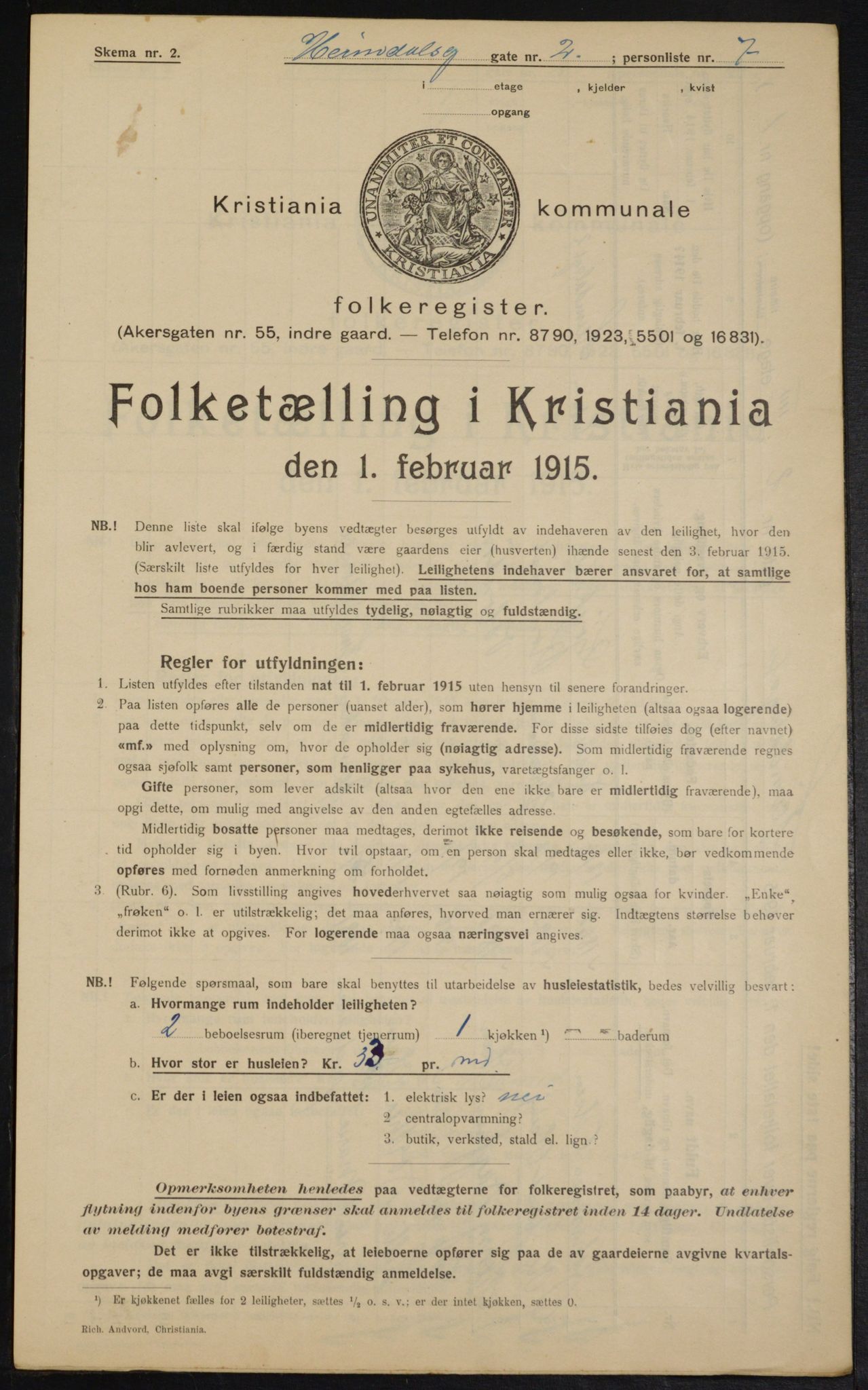 OBA, Municipal Census 1915 for Kristiania, 1915, p. 36220